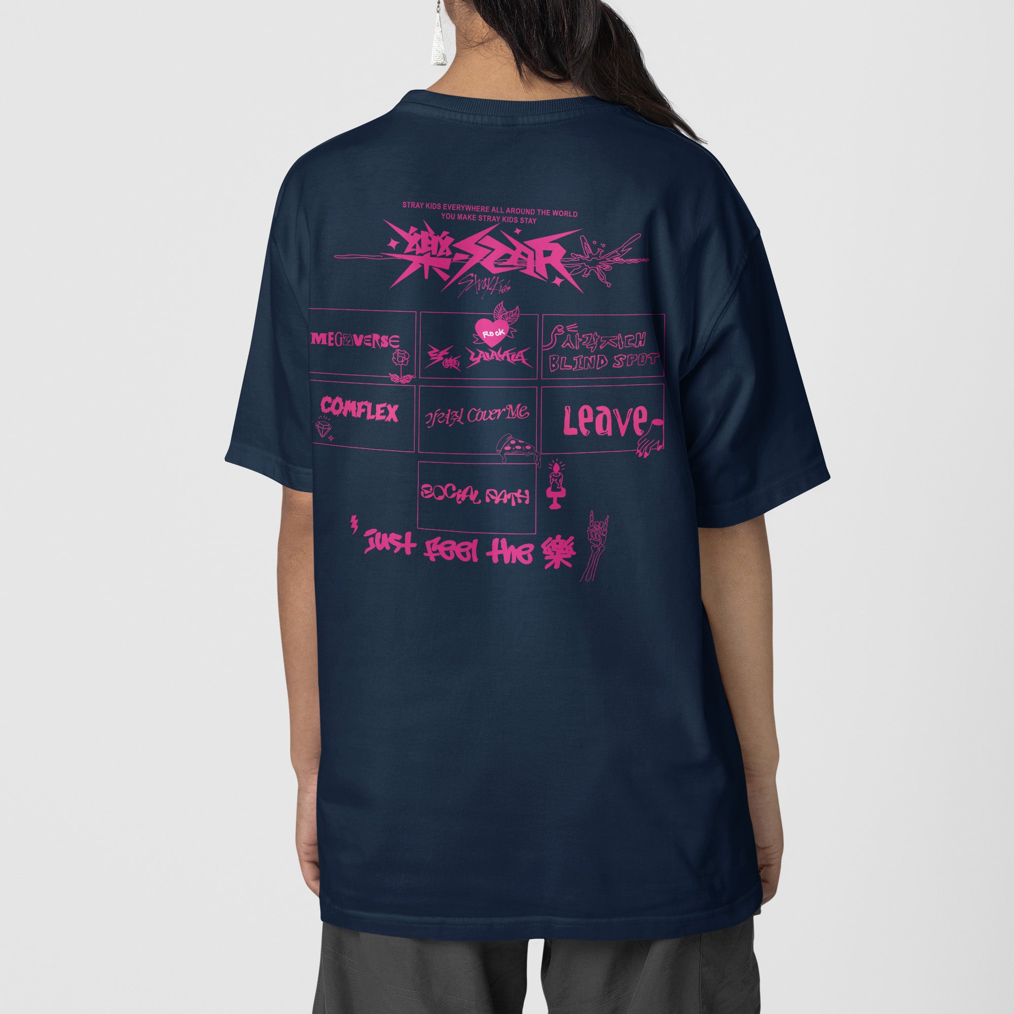 Stray Kids 8th mini album ROCK-STAR title track T-Shirt - Back view, Y2K kpop concert tee
