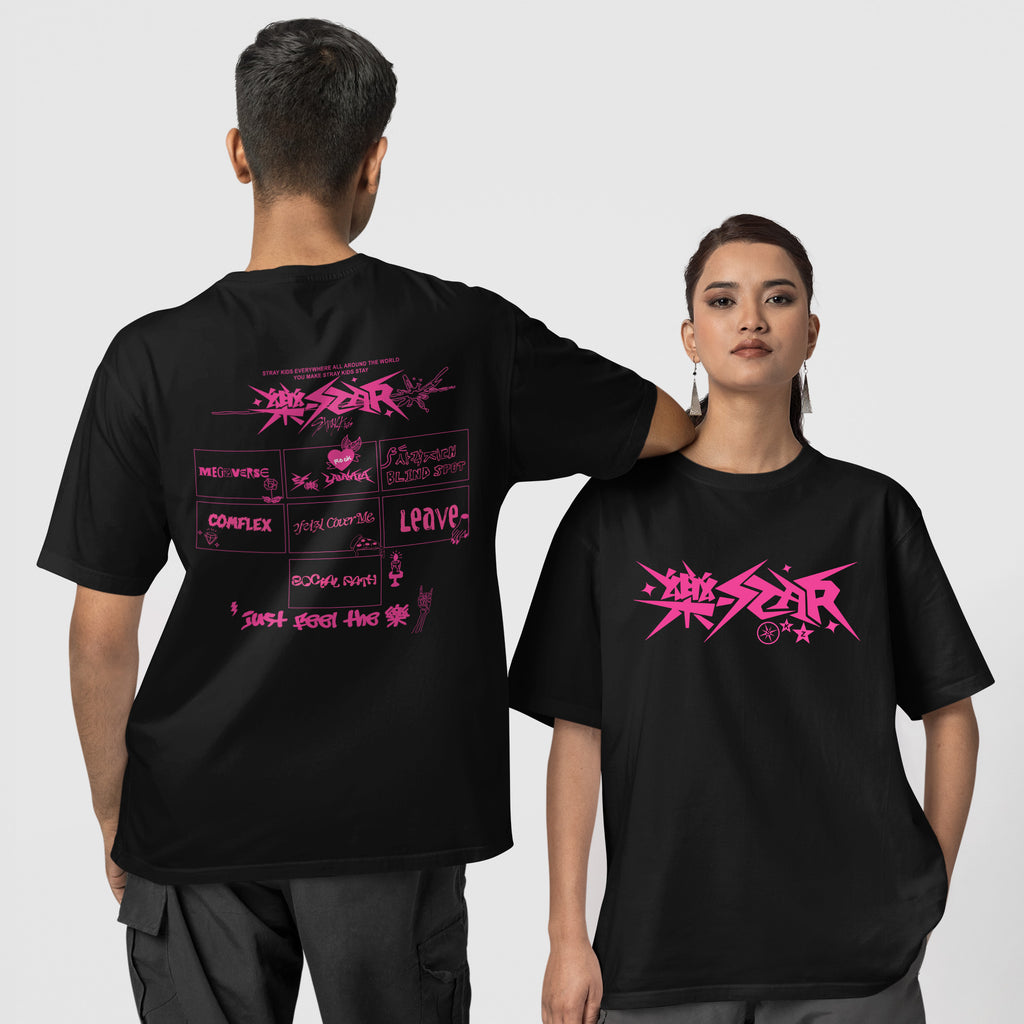 Stray Kids 8th mini album ROCK-STAR title track T-Shirt - Couple 1 view, Y2K kpop concert tee
