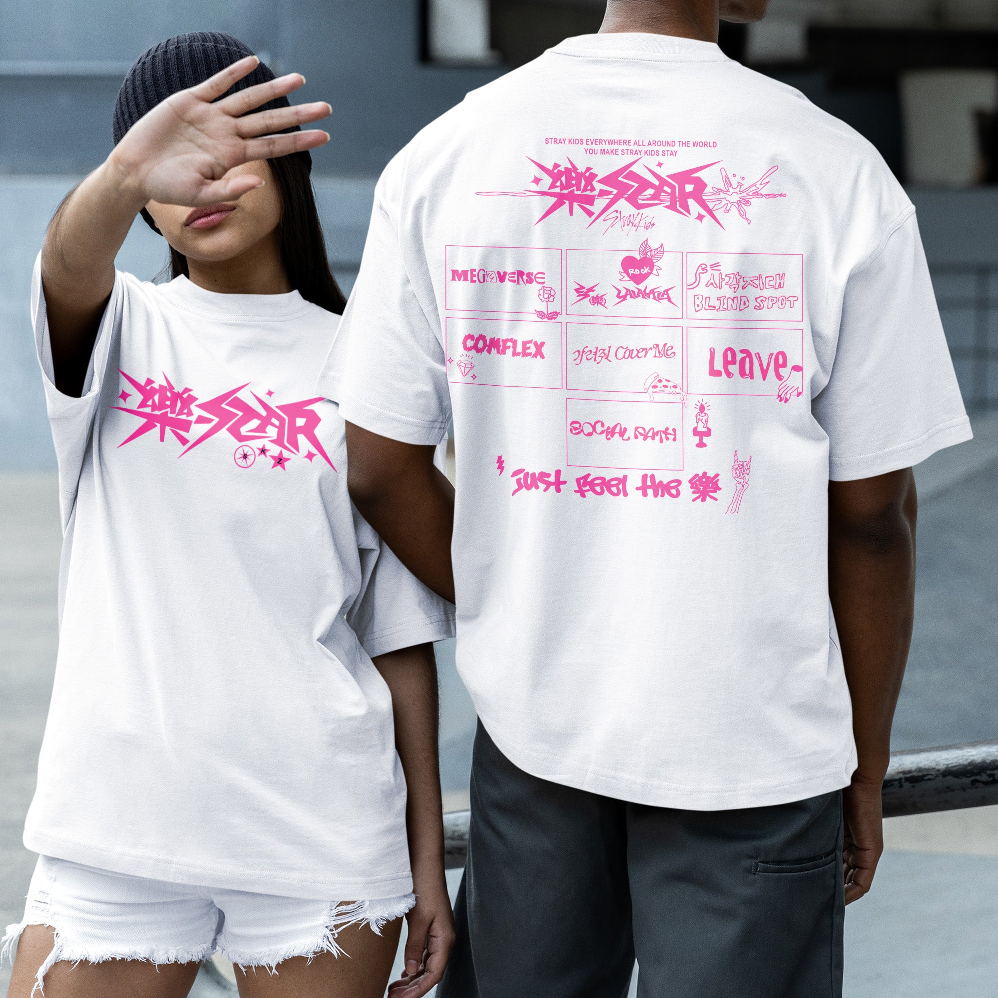 Stray Kids 8th mini album ROCK-STAR title track T-Shirt - Couple 2 view, Y2K kpop concert tee