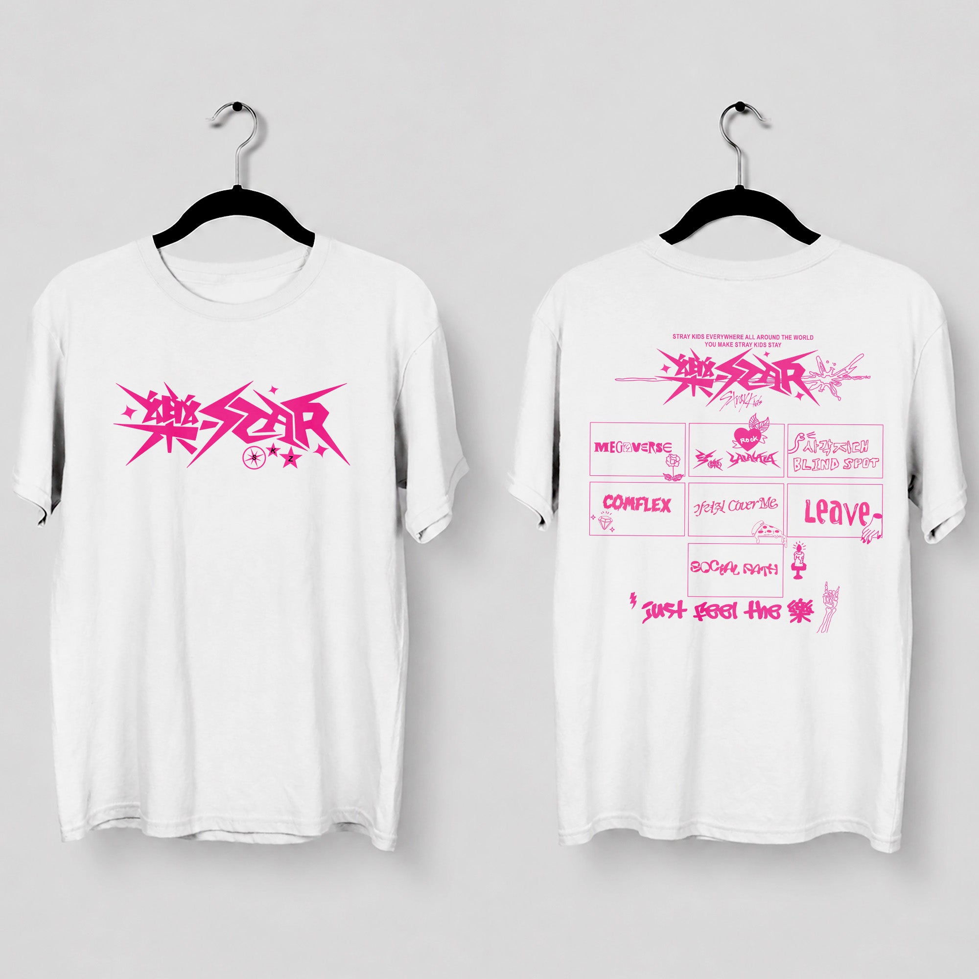 Stray Kids 8th mini album ROCK-STAR title track T-Shirt - Main view, Y2K kpop concert tee