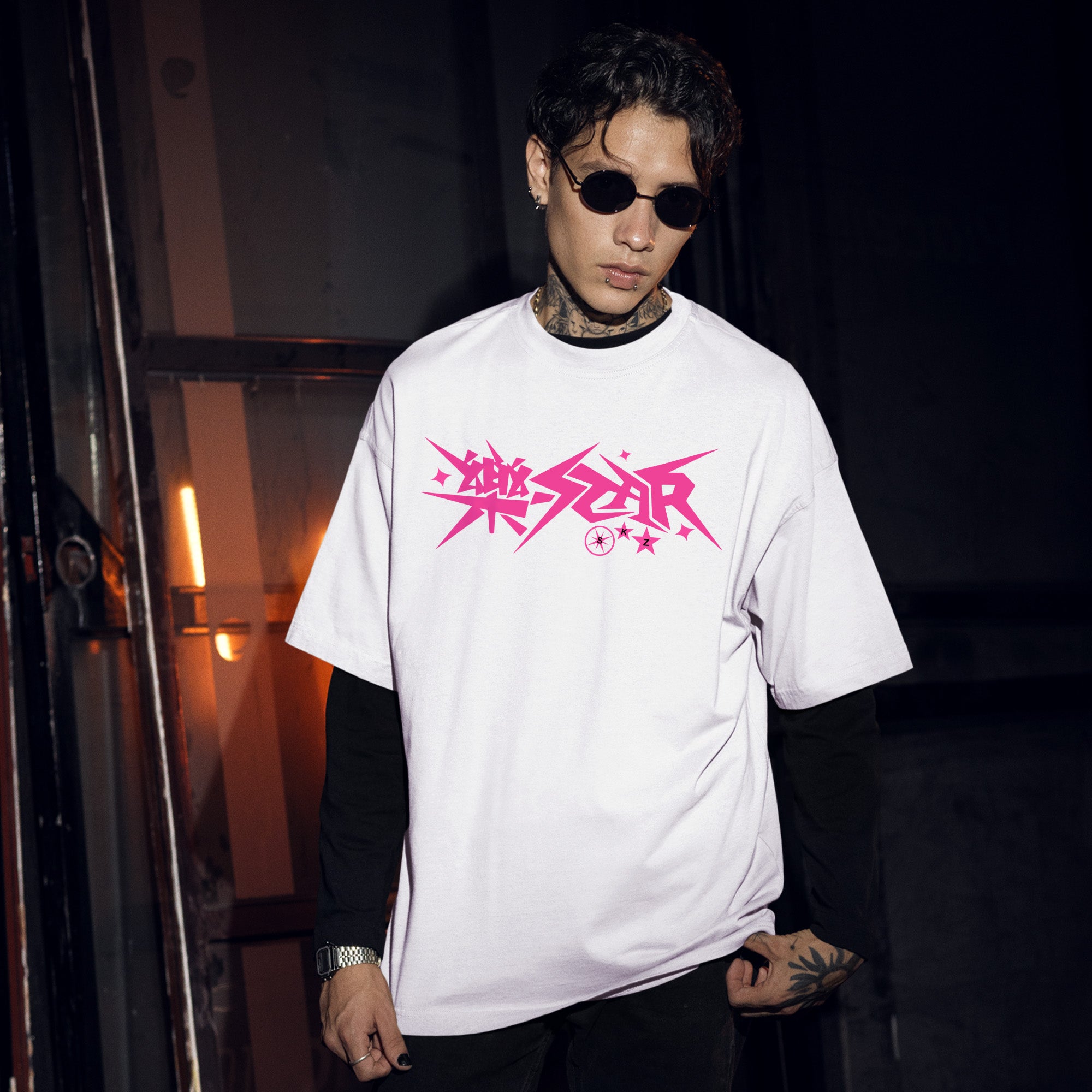 Stray Kids 8th mini album ROCK-STAR title track T-Shirt - Men Front view, Y2K kpop concert tee