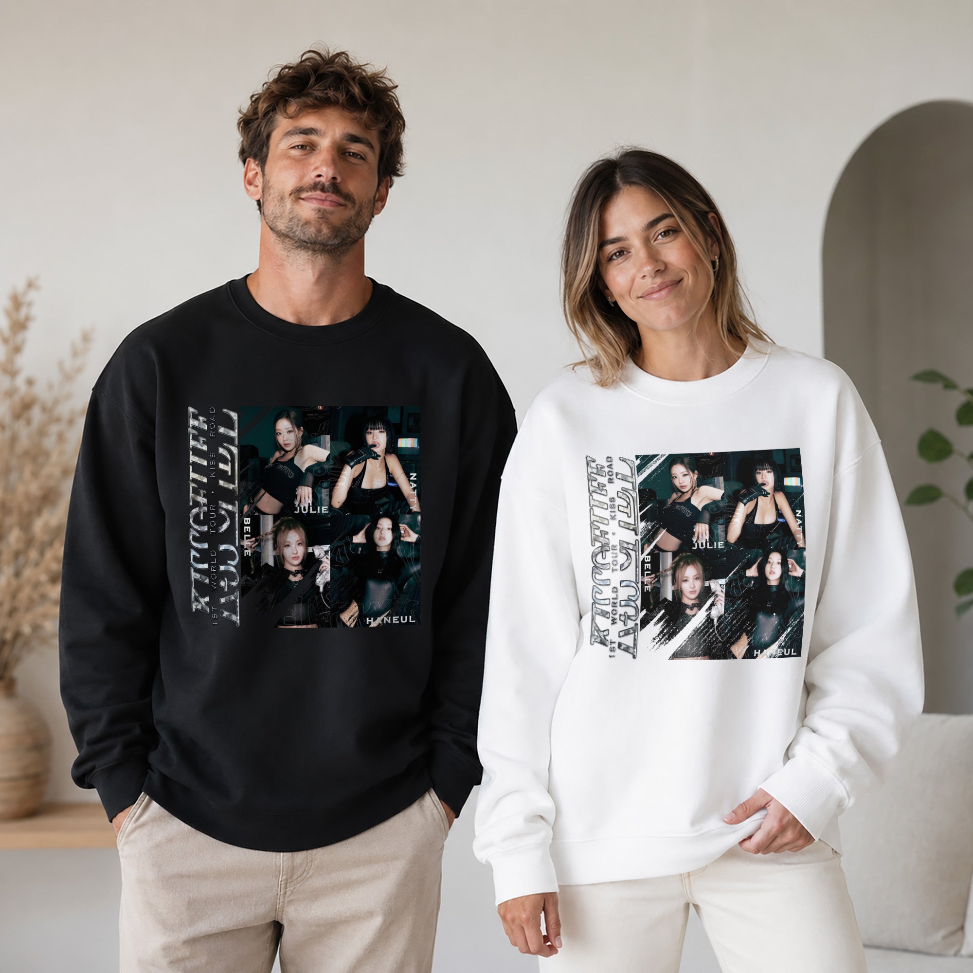 KISS OF LIFE 1st World Tour Kiss Road Sweatshirt - Couple view, Y2K kpop concert sweatshirt