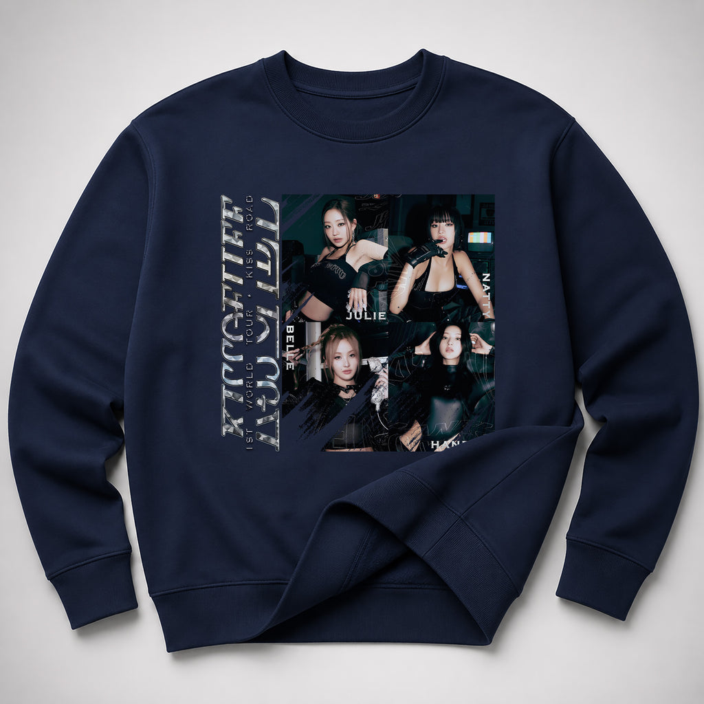 KISS OF LIFE 1st World Tour Kiss Road Sweatshirt - Spread view, Y2K kpop concert sweatshirt
