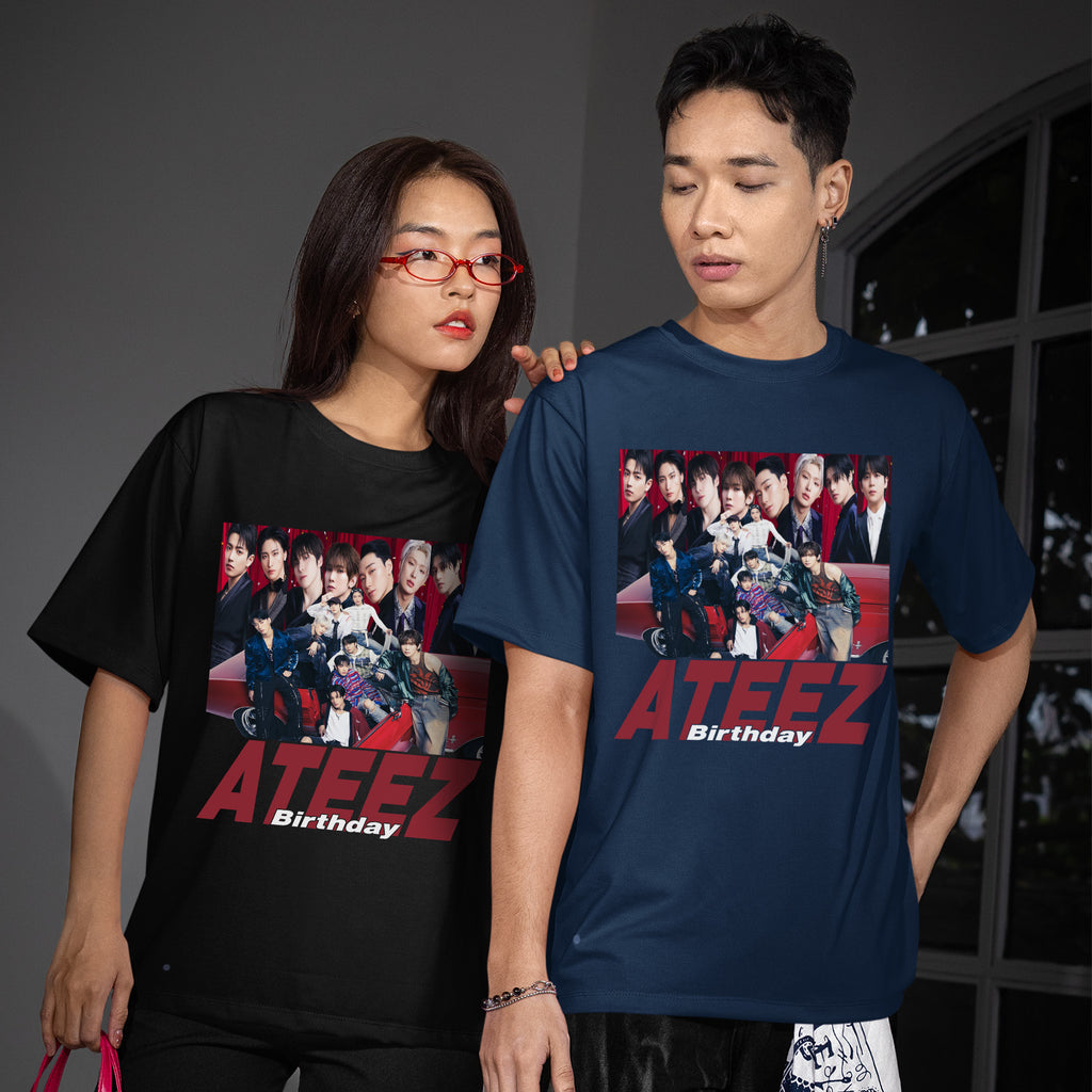 ATEEZ Birthday Graphic T-Shirt - Couple view, Y2K kpop concert tee