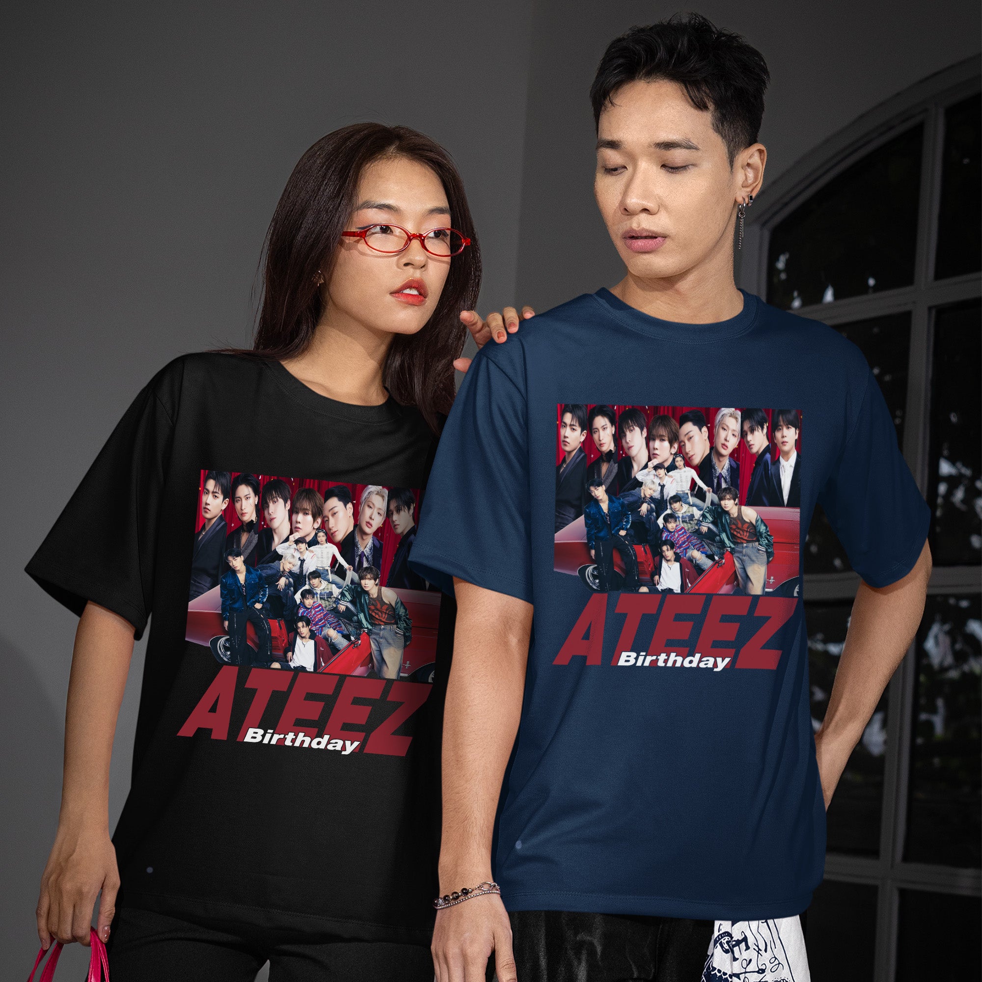 ATEEZ Birthday Graphic T-Shirt - Couple view, Y2K kpop concert tee