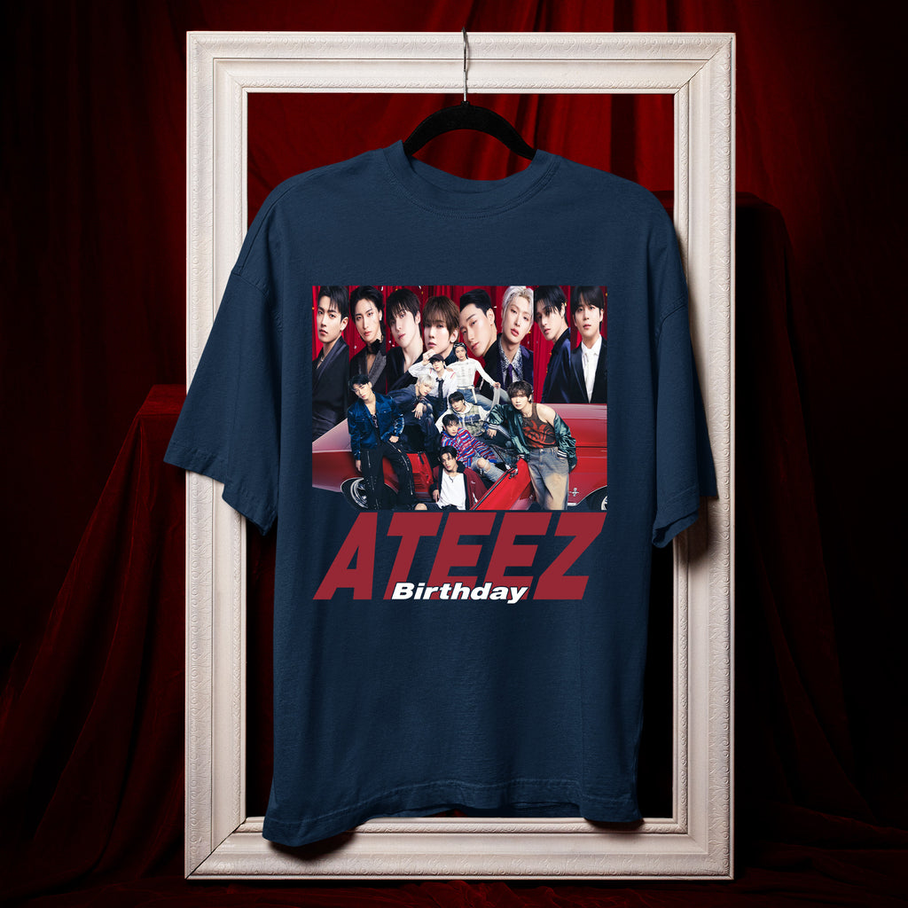 ATEEZ Birthday Graphic T-Shirt - Hang view, Y2K kpop concert tee