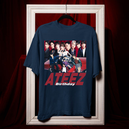 ATEEZ Birthday Graphic T-Shirt - Hang view, Y2K kpop concert tee