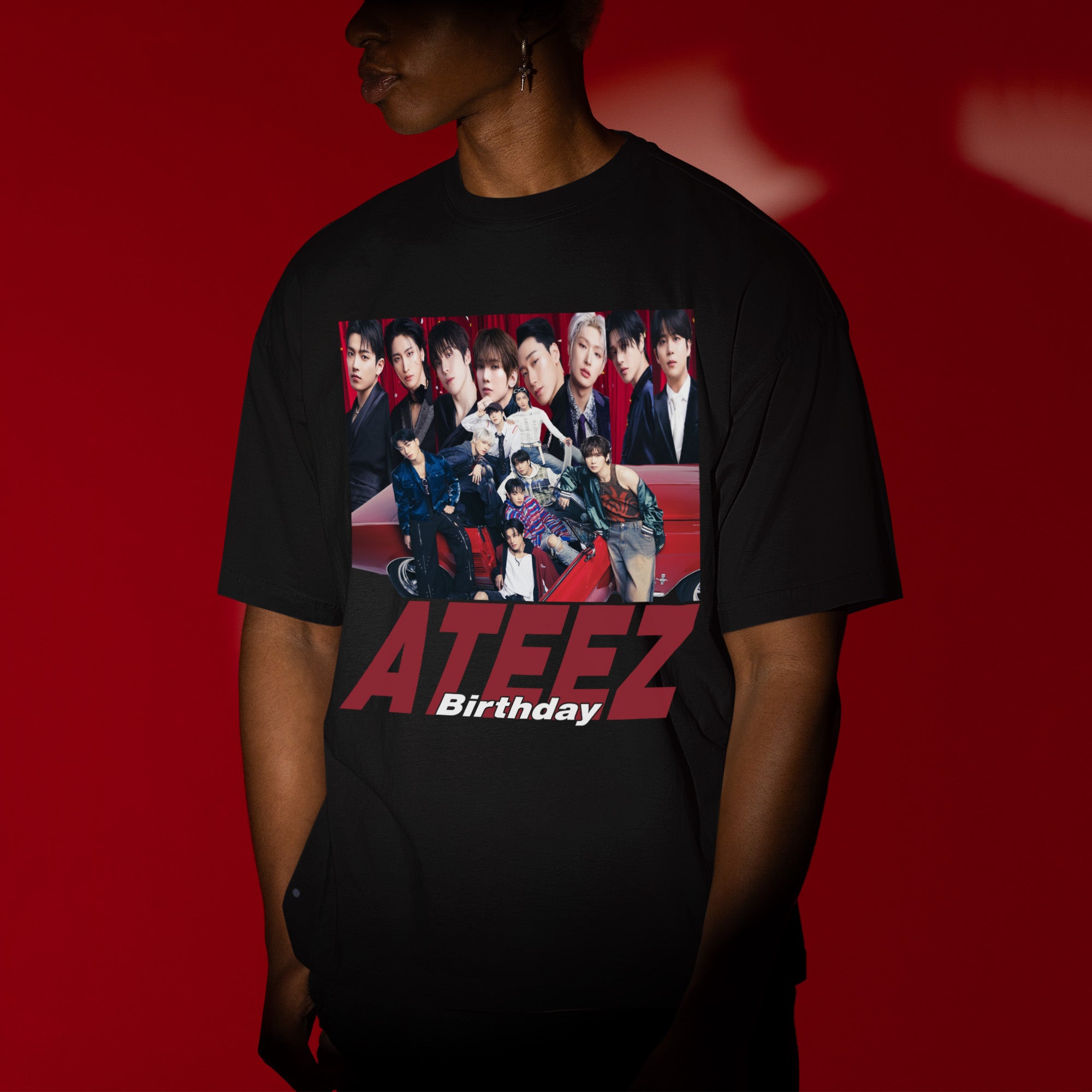 ATEEZ Birthday Graphic T-Shirt - Men view, Y2K kpop concert tee