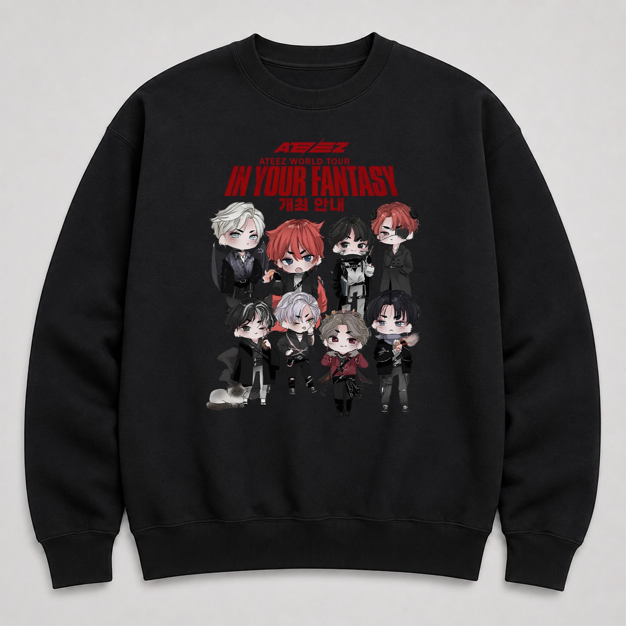 ATEEZ Chibi Cute In Your Fantasy Sweatshirt - Main view, Y2K kpop concert sweatshirt