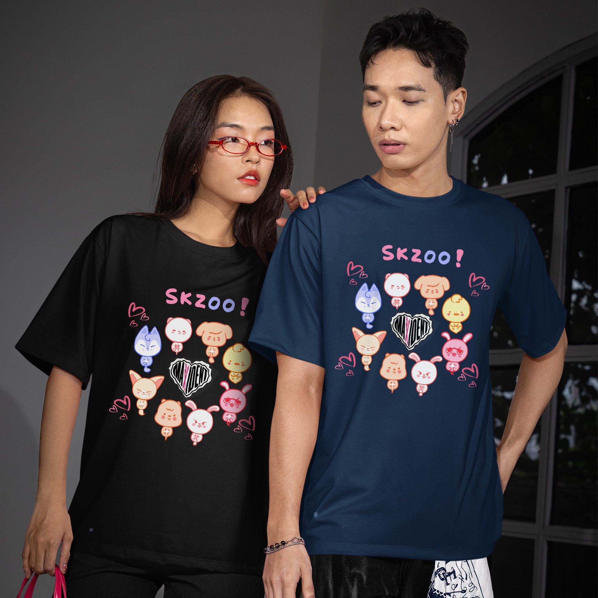 Stray Kids Cute Skzoo MAXIDENT T-Shirt - Couple view, Y2K kpop concert tee
