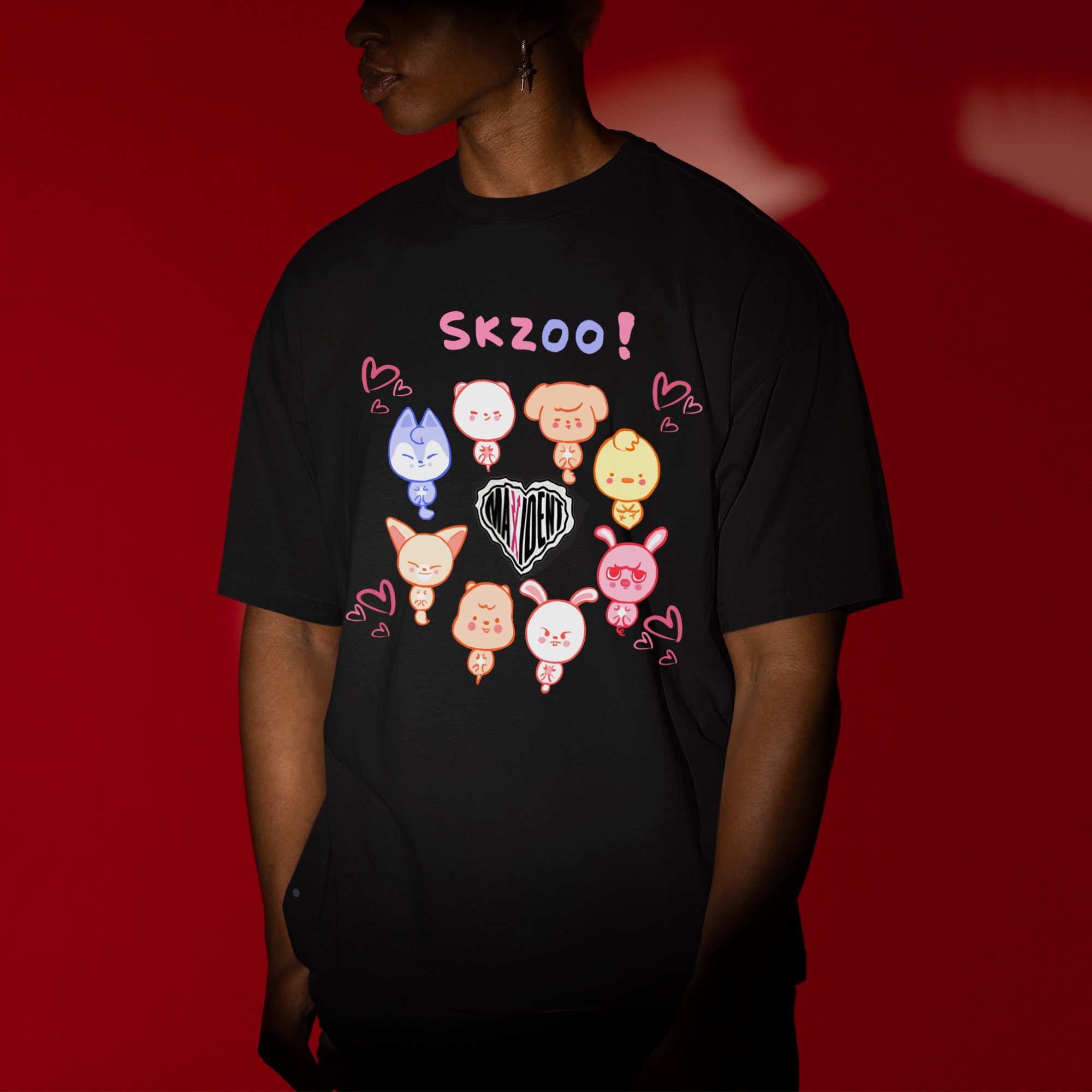Stray Kids Cute Skzoo MAXIDENT T-Shirt - Men view, Y2K kpop concert tee