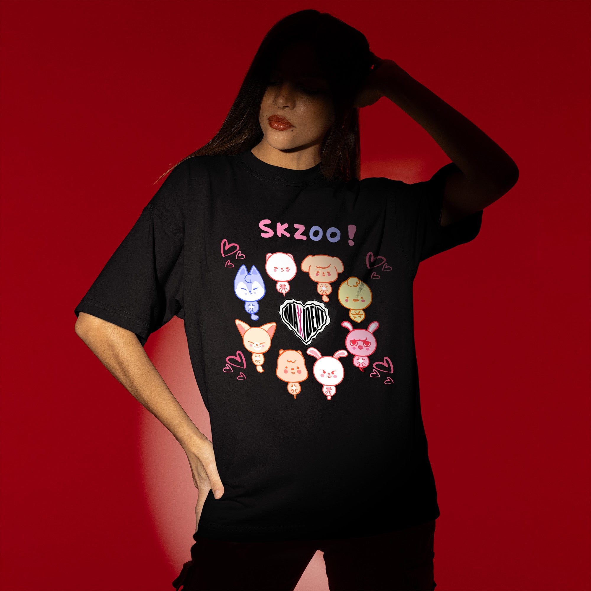 Stray Kids Cute Skzoo MAXIDENT T-Shirt - Women view, Y2K kpop concert tee