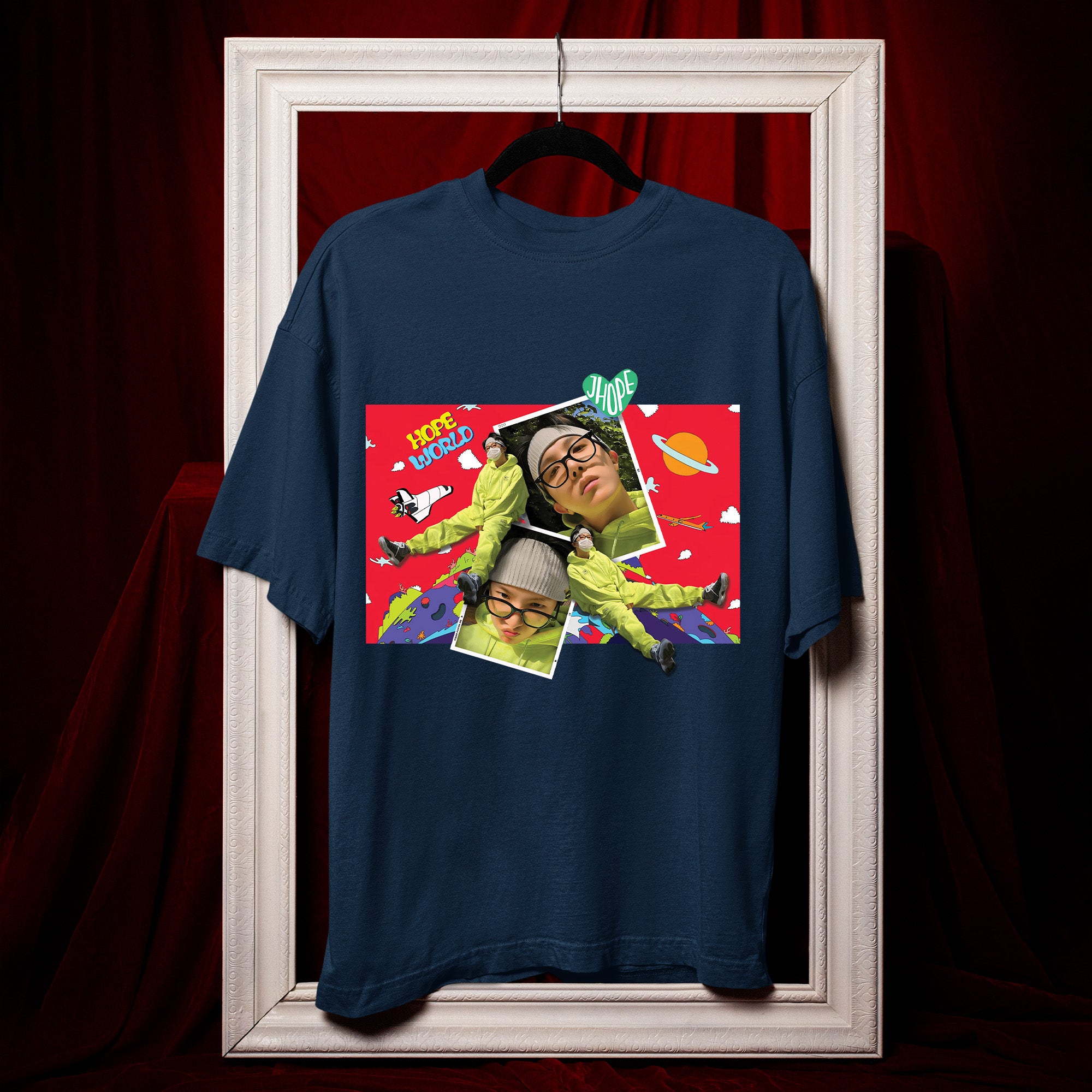 BTS J-Hope Funny Hope World T-Shirt - Hang view, Y2K kpop concert tee