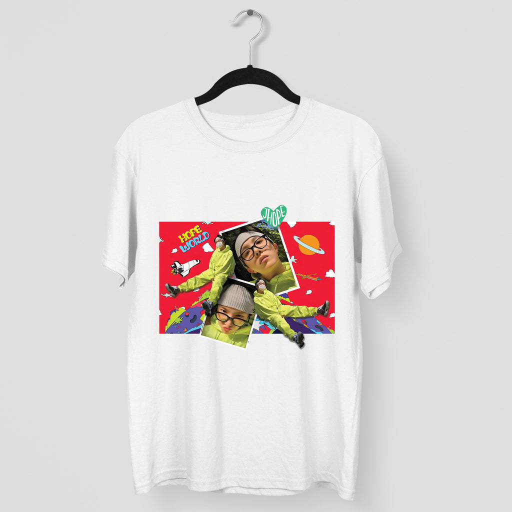 BTS J-Hope Funny Hope World T-Shirt - Main view, Y2K kpop concert tee