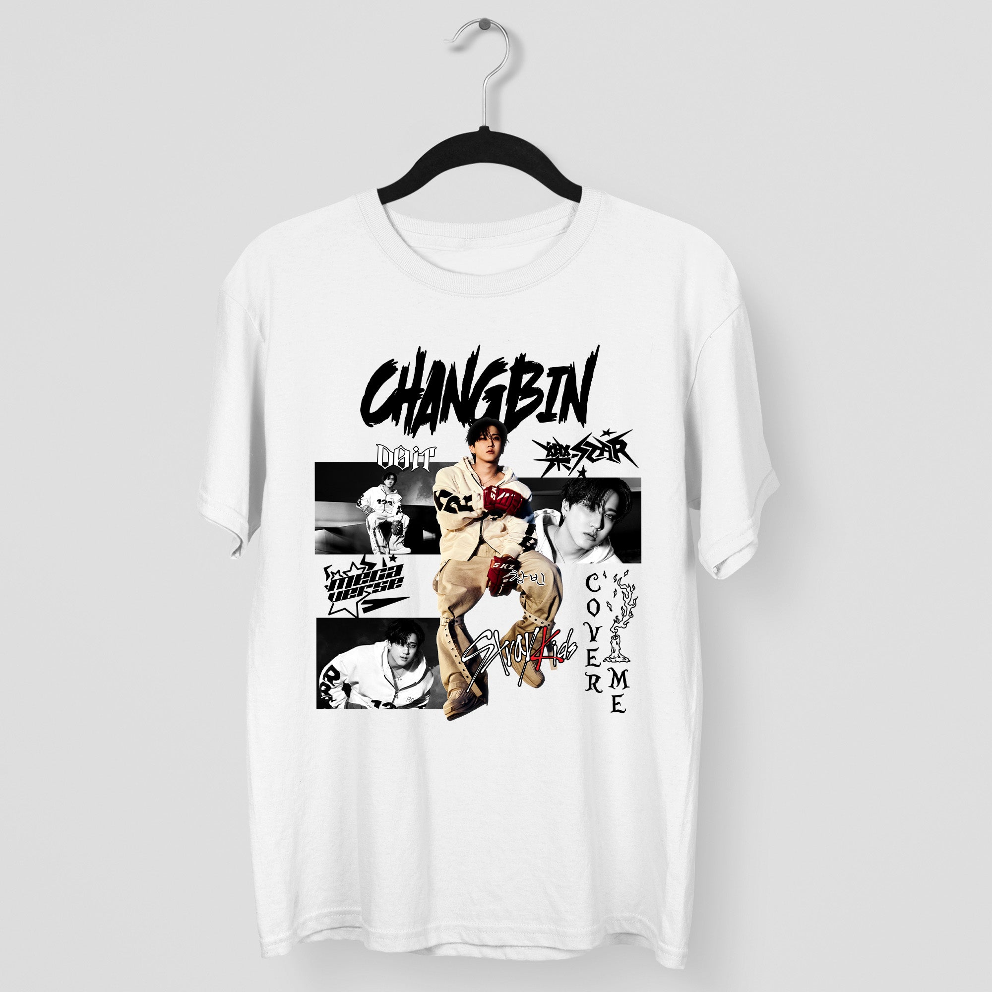 Stray Kids Graphic Changbin Style T-Shirt - Main view, Y2K kpop concert tee