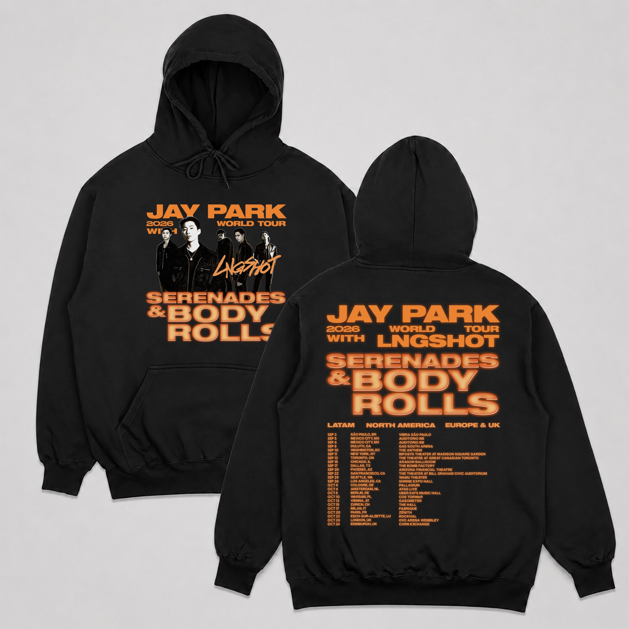 Jay Park 2026 World Tour With LNGSHOT Hoodie - Main view, Y2K kpop concert hoodie