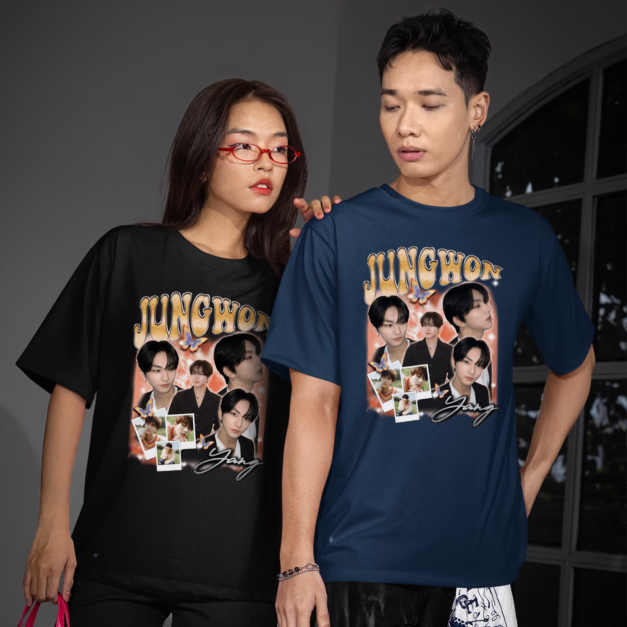 ENHYPEN Jungwon Graphic T-Shirt - Couple view, Y2K kpop concert tee