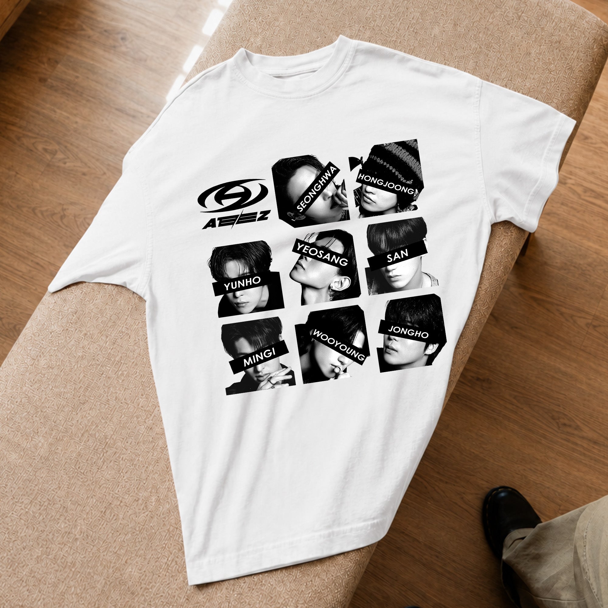 ATEEZ Retro Members So Cool T-Shirt - Spread view, Y2K kpop concert tee