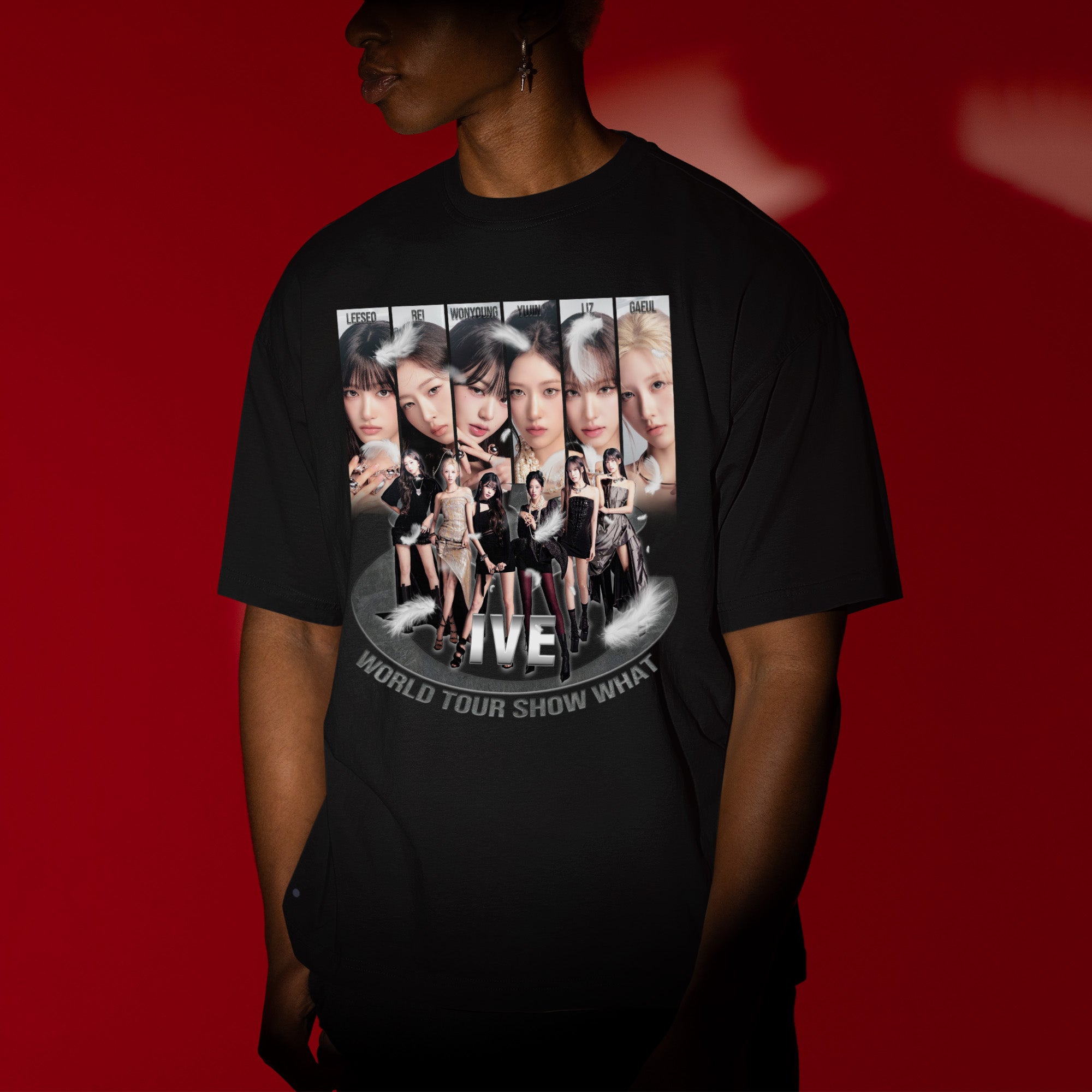 IVE Retro World Tour Show What I Am T-Shirt - Men view, Y2K kpop concert tee