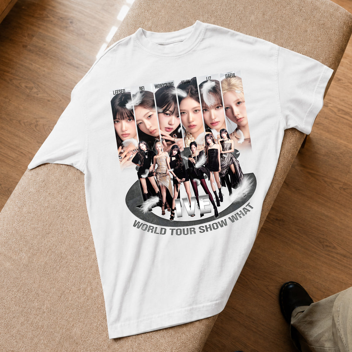 IVE Retro World Tour Show What I Am T-Shirt - Spread view, Y2K kpop concert tee