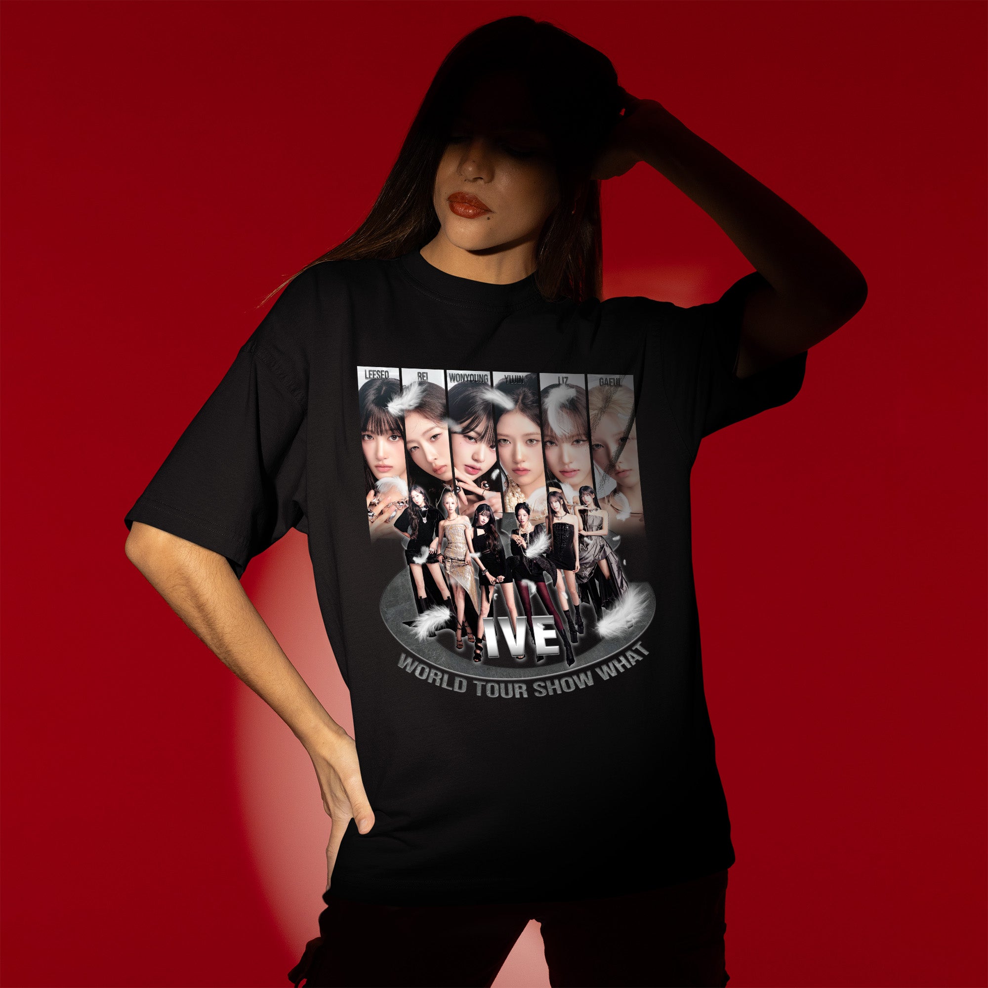 IVE Retro World Tour Show What I Am T-Shirt - Women view, Y2K kpop concert tee