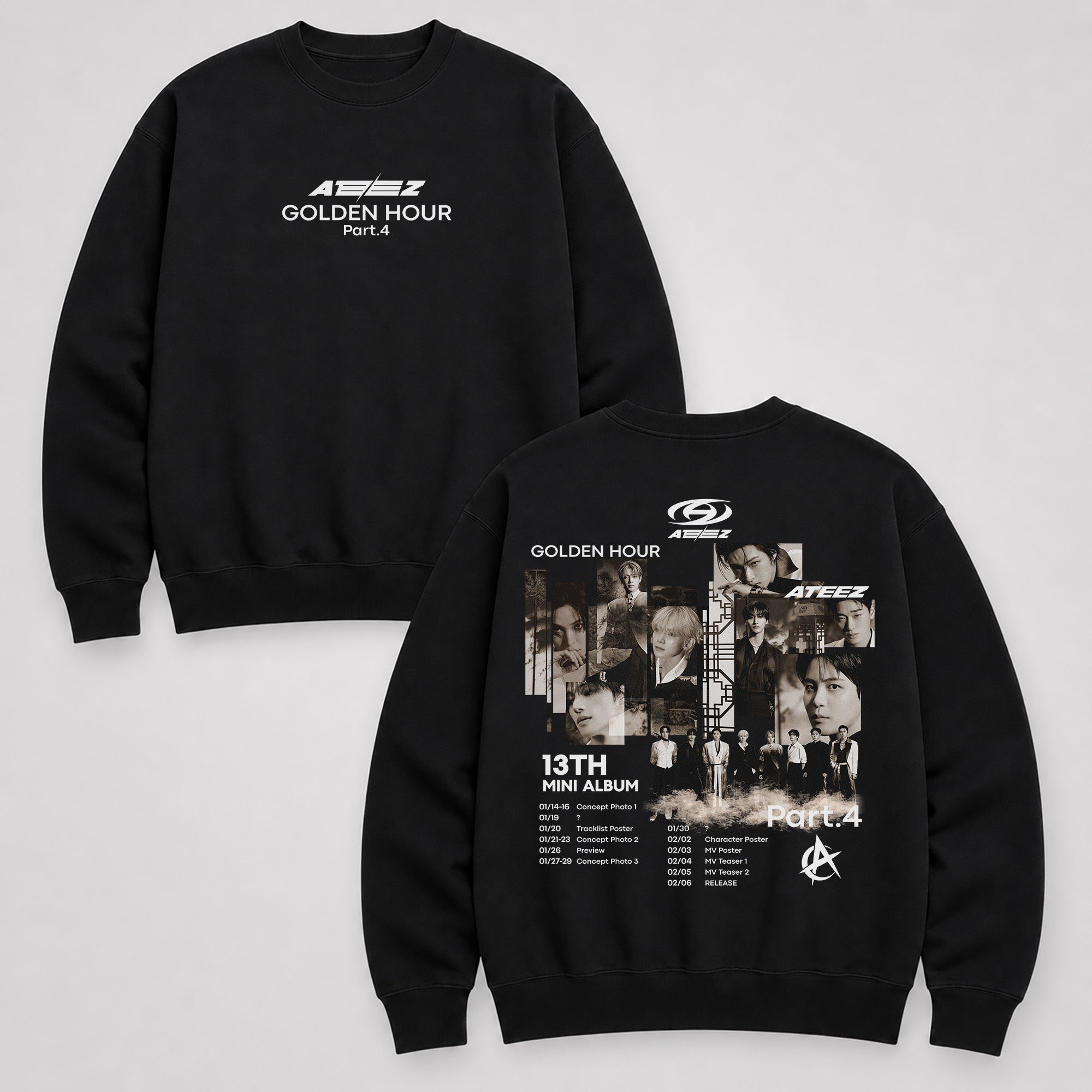 ATEEZ Golden Hour Part 4 13th Mini Album Sweatshirt - Main view, Y2K kpop concert sweatshirt