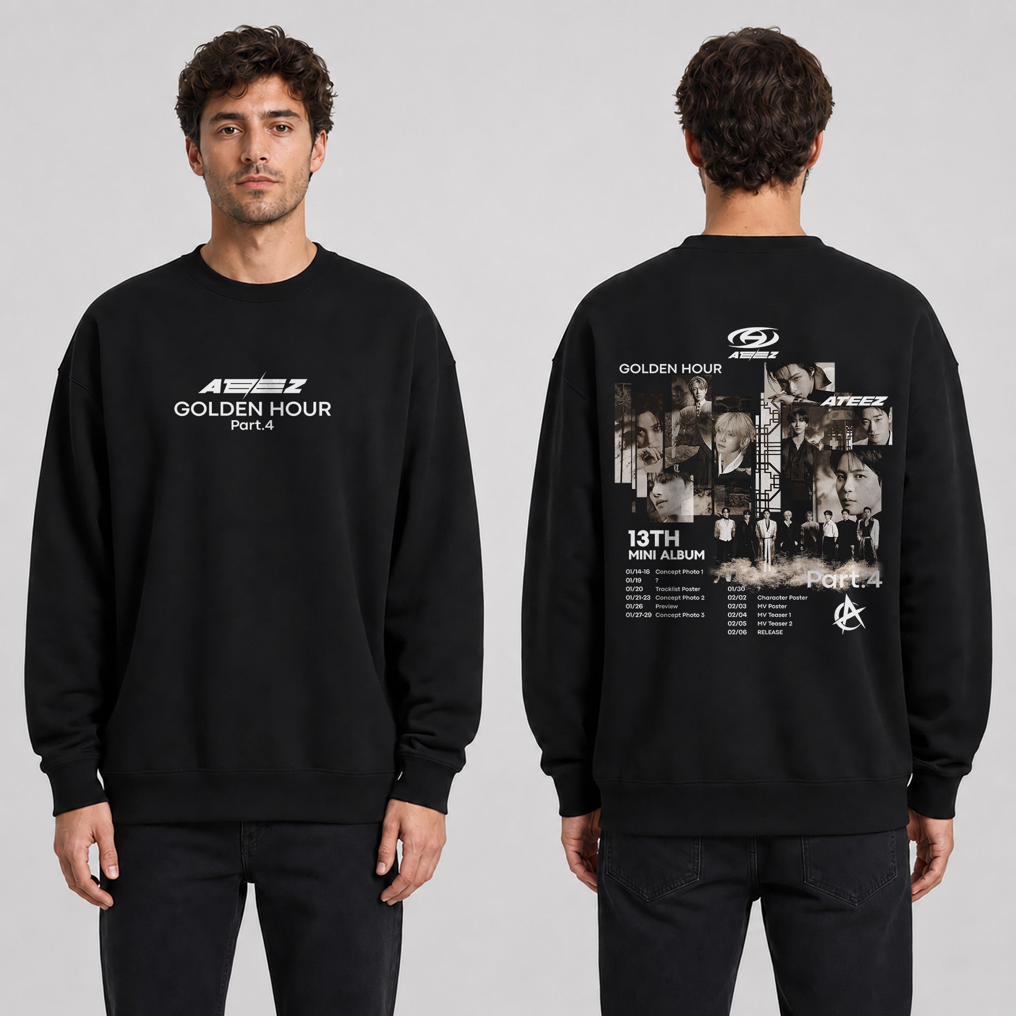 ATEEZ Golden Hour Part 4 13th Mini Album Sweatshirt - Men view, Y2K kpop concert sweatshirt
