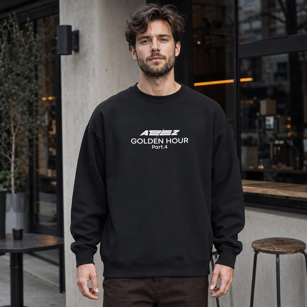 ATEEZ Golden Hour Part 4 13th Mini Album Sweatshirt - Men Front view, Y2K kpop concert sweatshirt