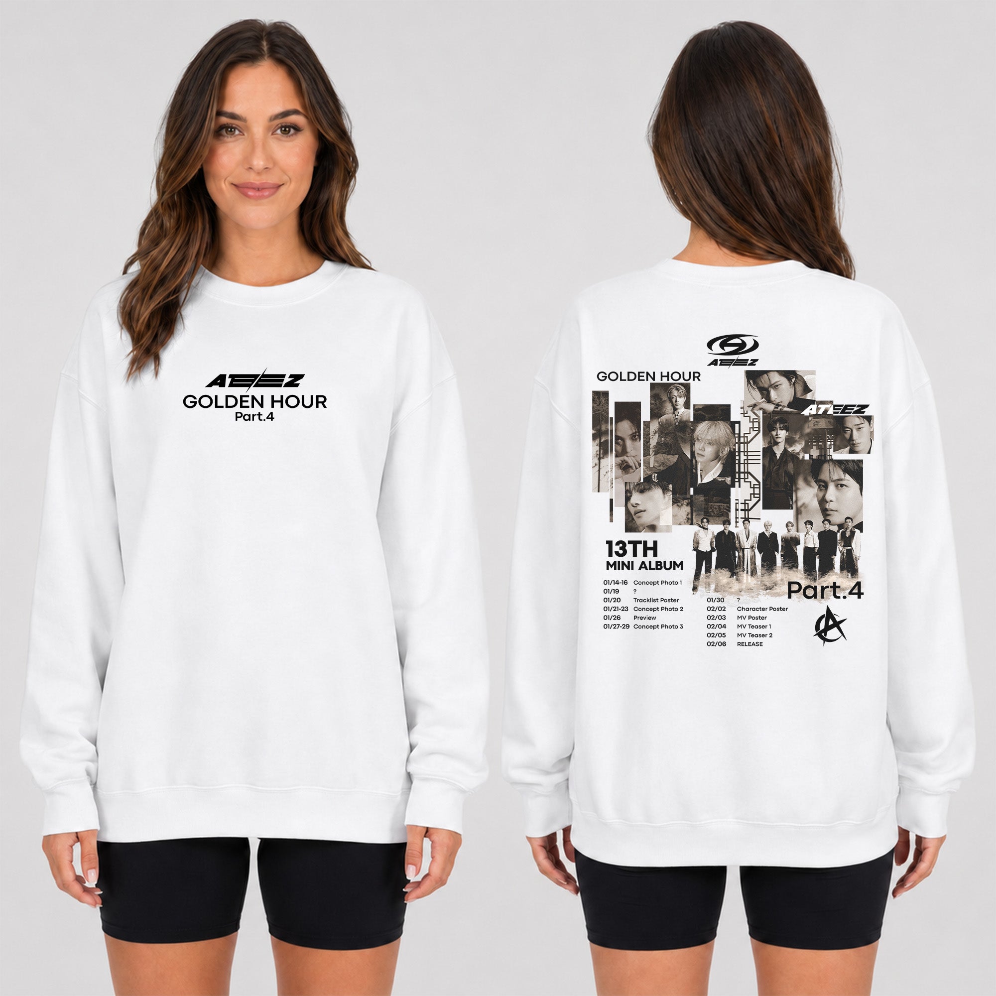 ATEEZ Golden Hour Part 4 13th Mini Album Sweatshirt - Women view, Y2K kpop concert sweatshirt