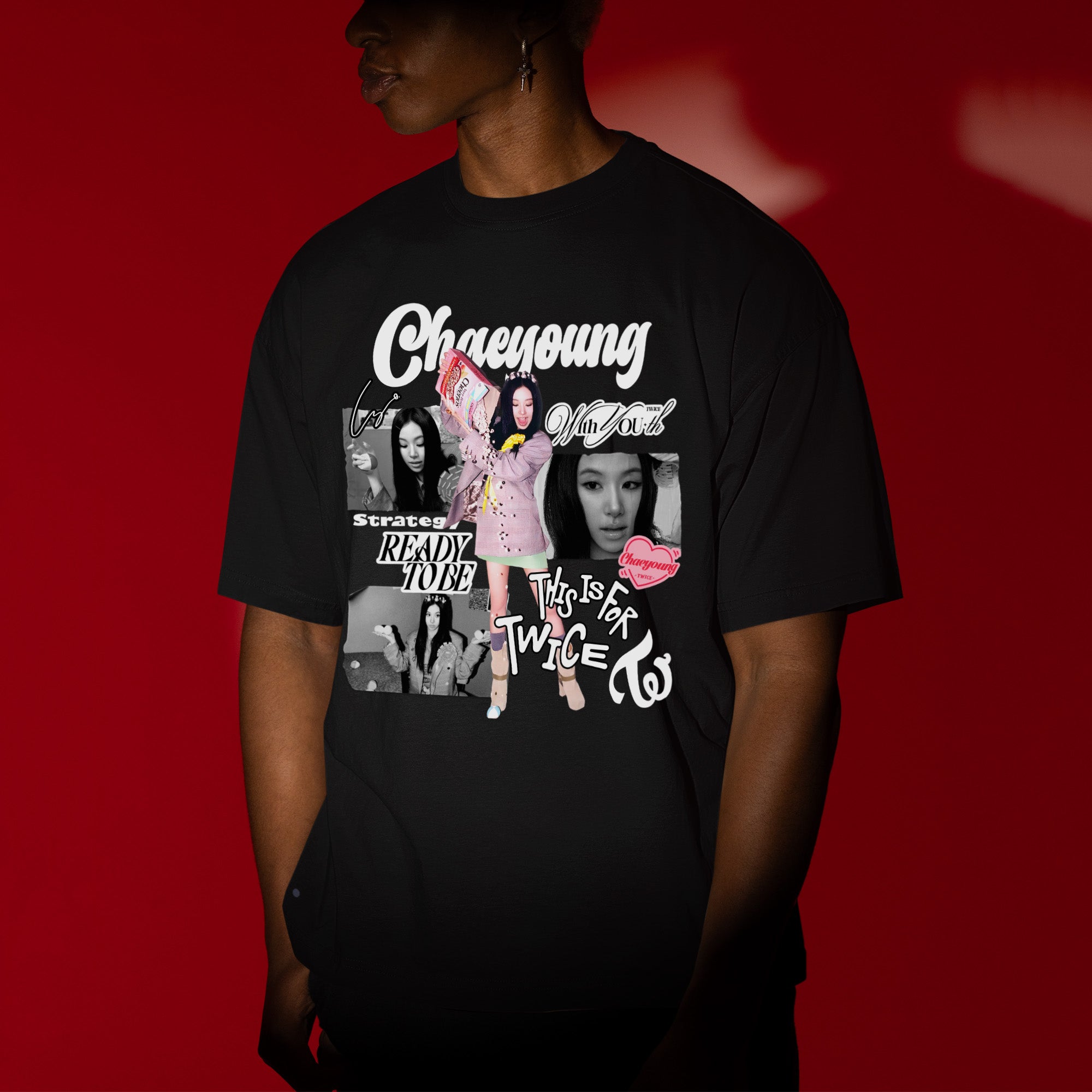 TWICE Graphic Chaeyoung T-Shirt - Men view, Y2K kpop concert tee