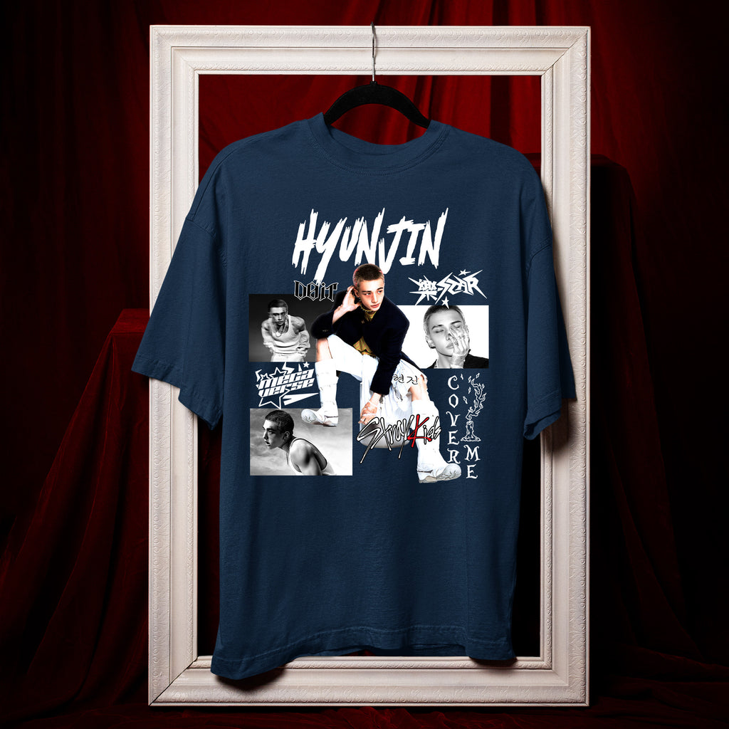 Stray Kids Graphic Hyunjin Style T-Shirt - Hang view, Y2K kpop concert tee