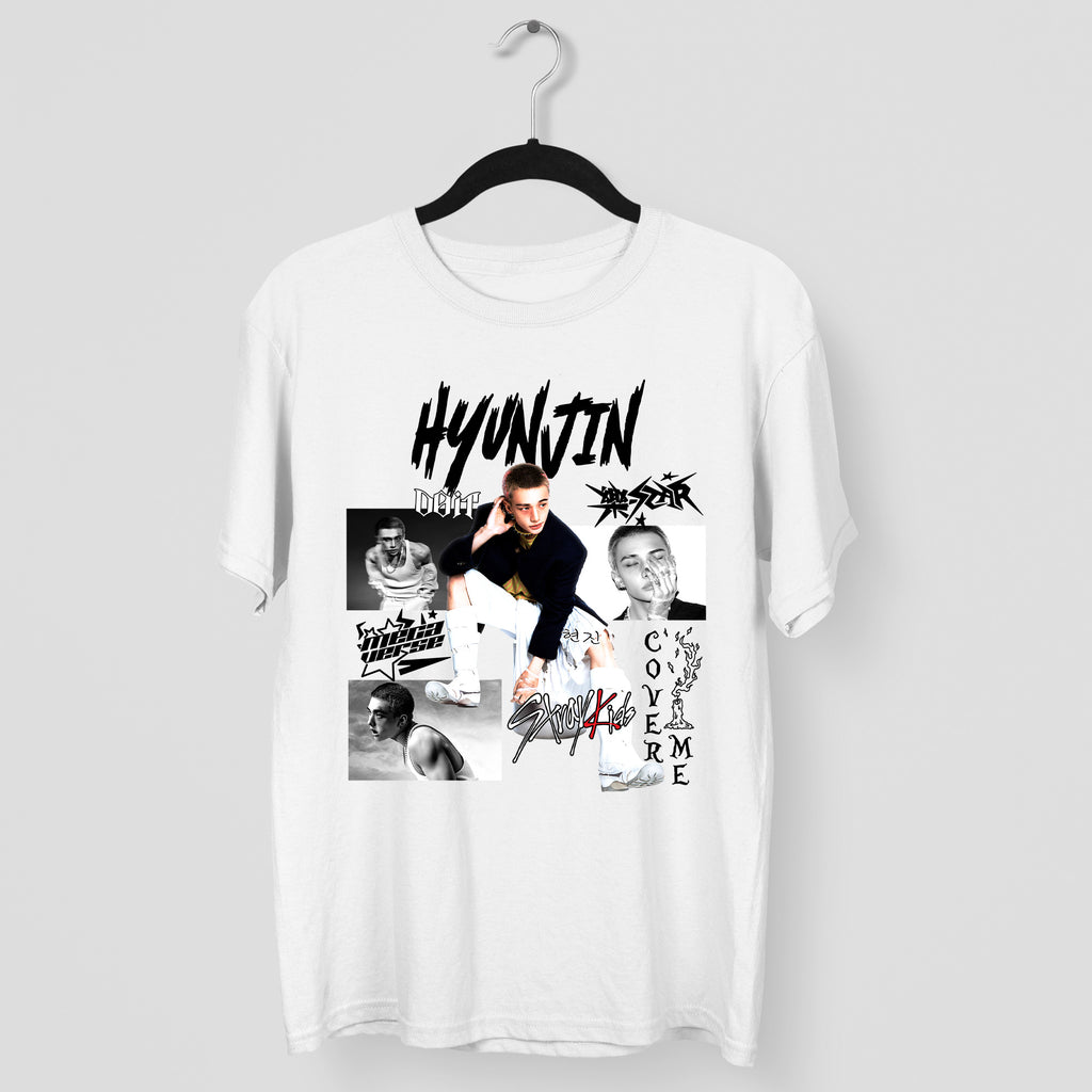 Stray Kids Graphic Hyunjin Style T-Shirt - Main view, Y2K kpop concert tee