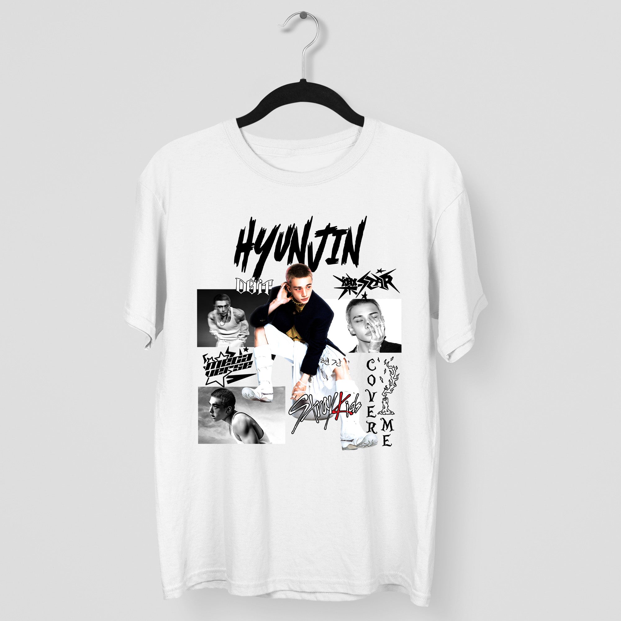 Stray Kids Graphic Hyunjin Style T-Shirt - Main view, Y2K kpop concert tee