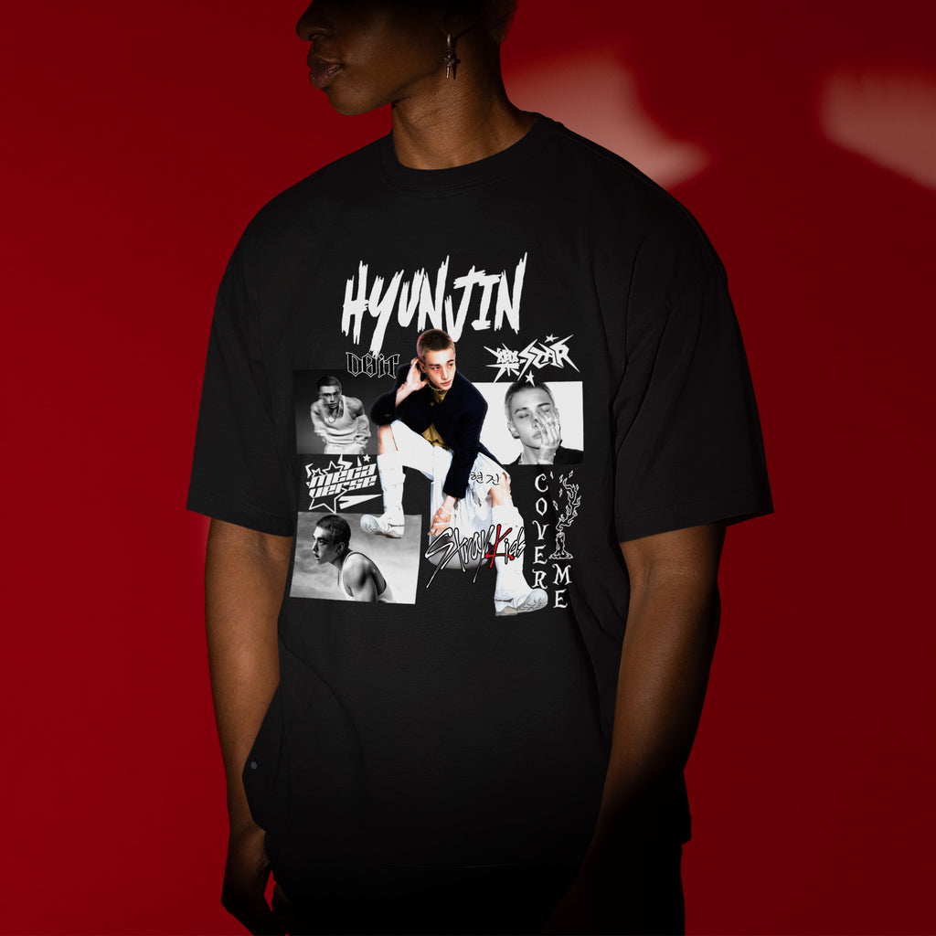 Stray Kids Graphic Hyunjin Style T-Shirt - Men view, Y2K kpop concert tee