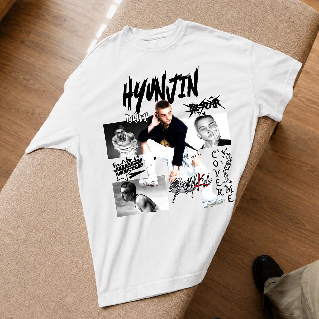 Stray Kids Graphic Hyunjin Style T-Shirt - Spread view, Y2K kpop concert tee