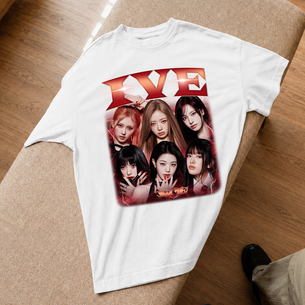 IVE Graphic T-Shirt - Spread view, Y2K kpop concert tee