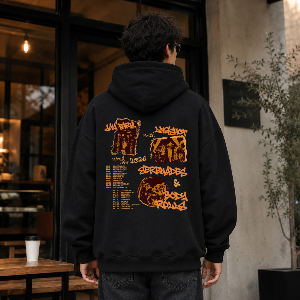Jay Park w LNGSHOT Serenades & Body Rolls 2026 Hoodie - Men Back view, Y2K kpop concert hoodie