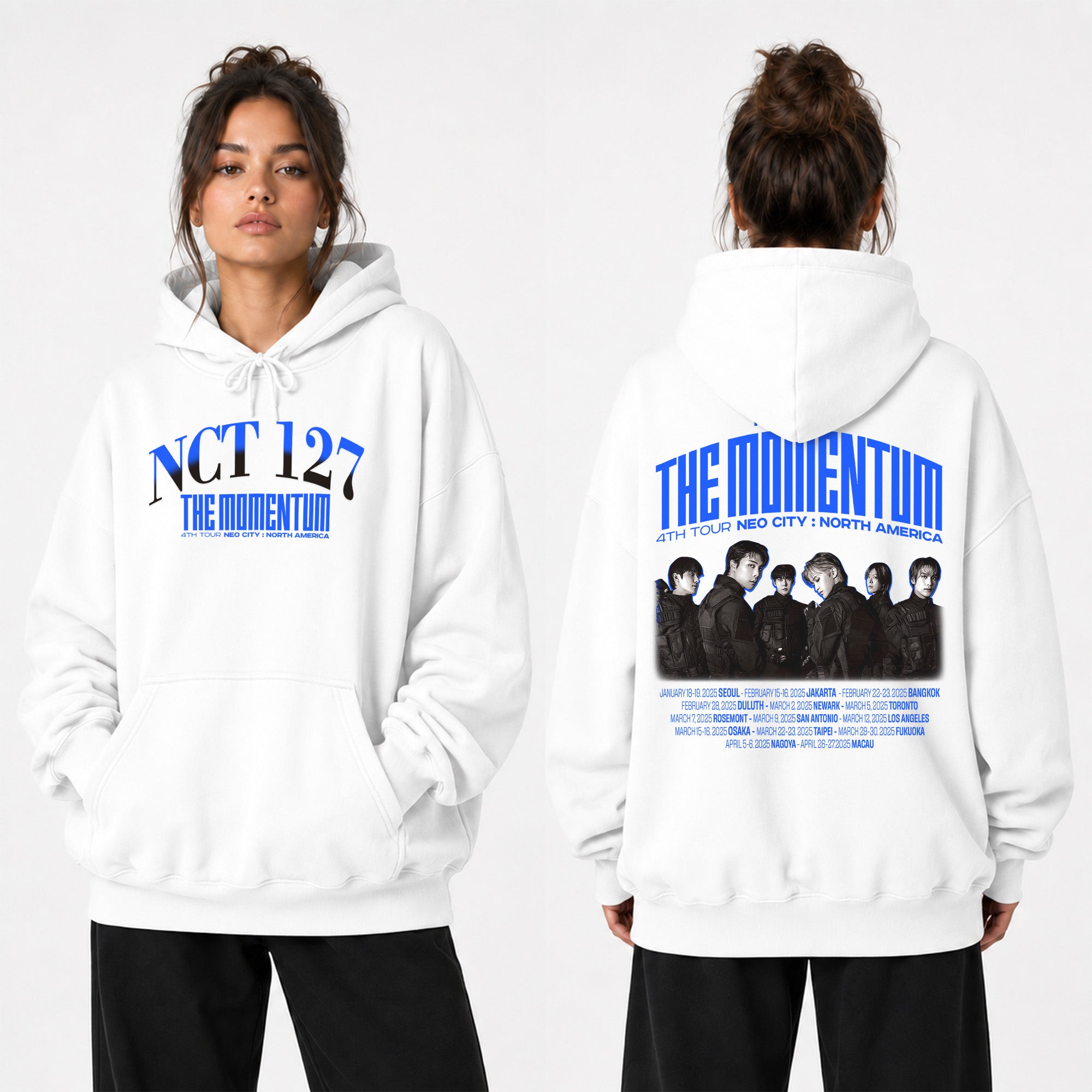 NCT 127 The Momentum North America Hoodie - Women view, Y2K kpop concert hoodie