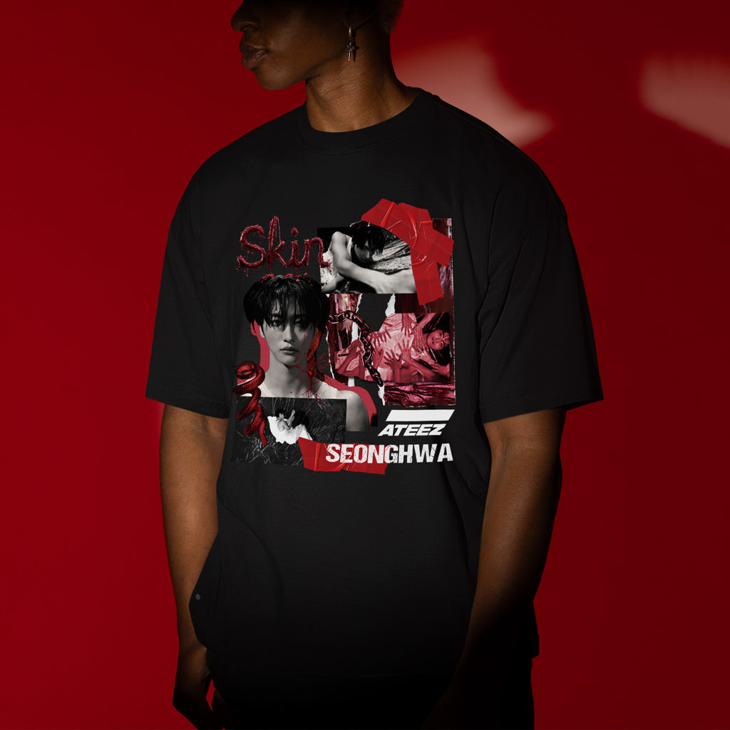 ATEEZ Seonghwa Skin T-Shirt - Men view, Y2K kpop concert tee