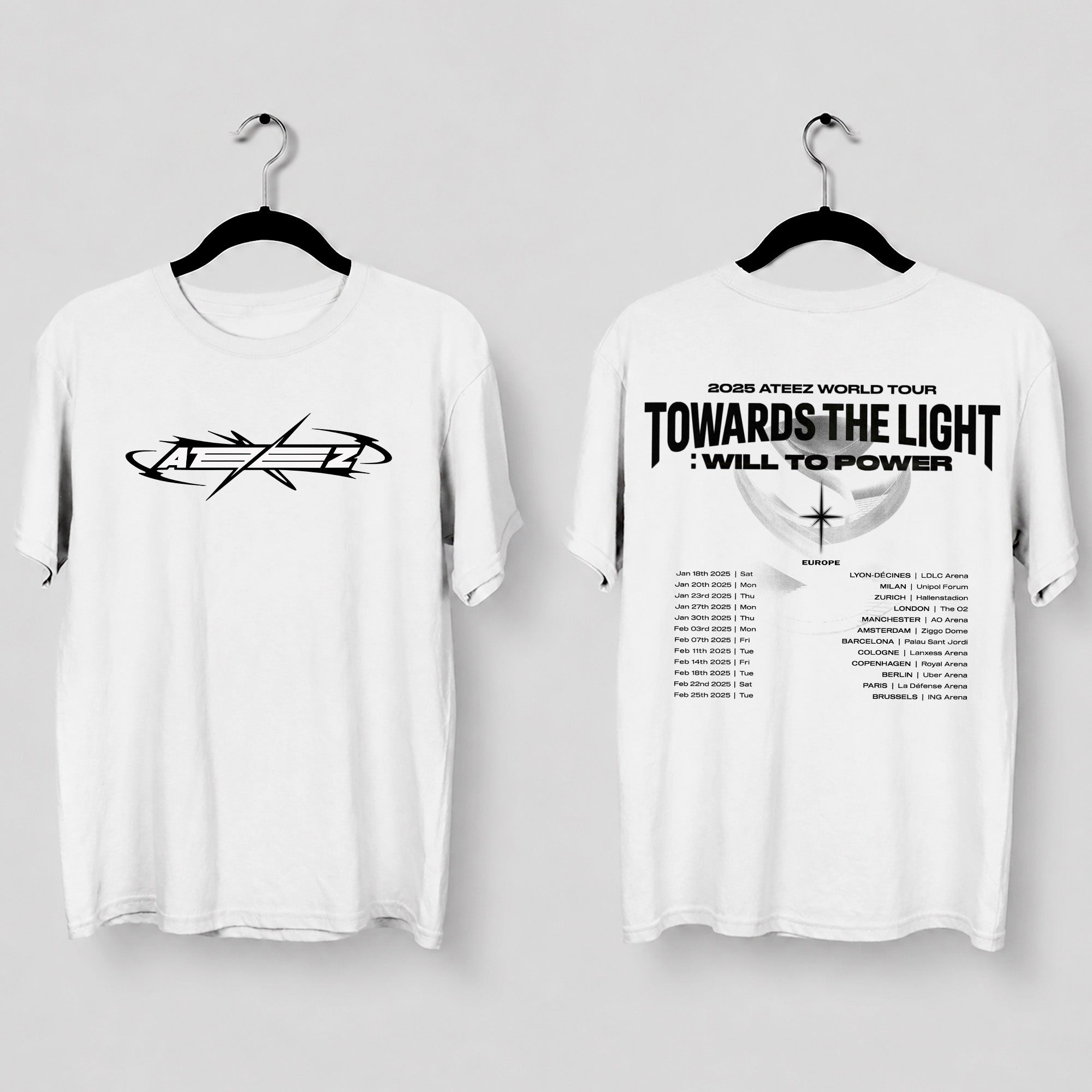 ATEEZ World Tour 2025 T-Shirt - Main view, Y2K kpop concert tee