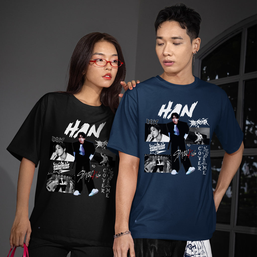 Stray Kids Graphic Han Style T-Shirt - Couple view, Y2K kpop concert tee