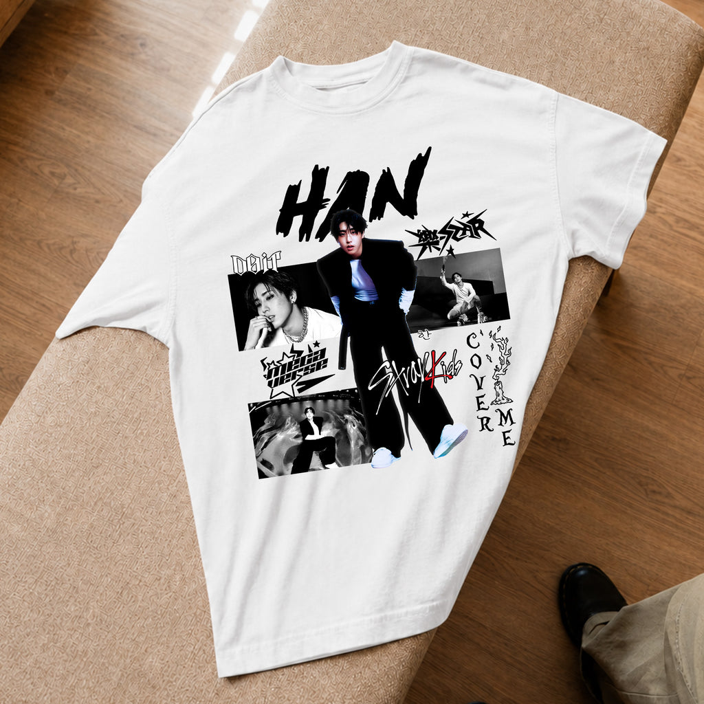Stray Kids Graphic Han Style T-Shirt - Spread view, Y2K kpop concert tee