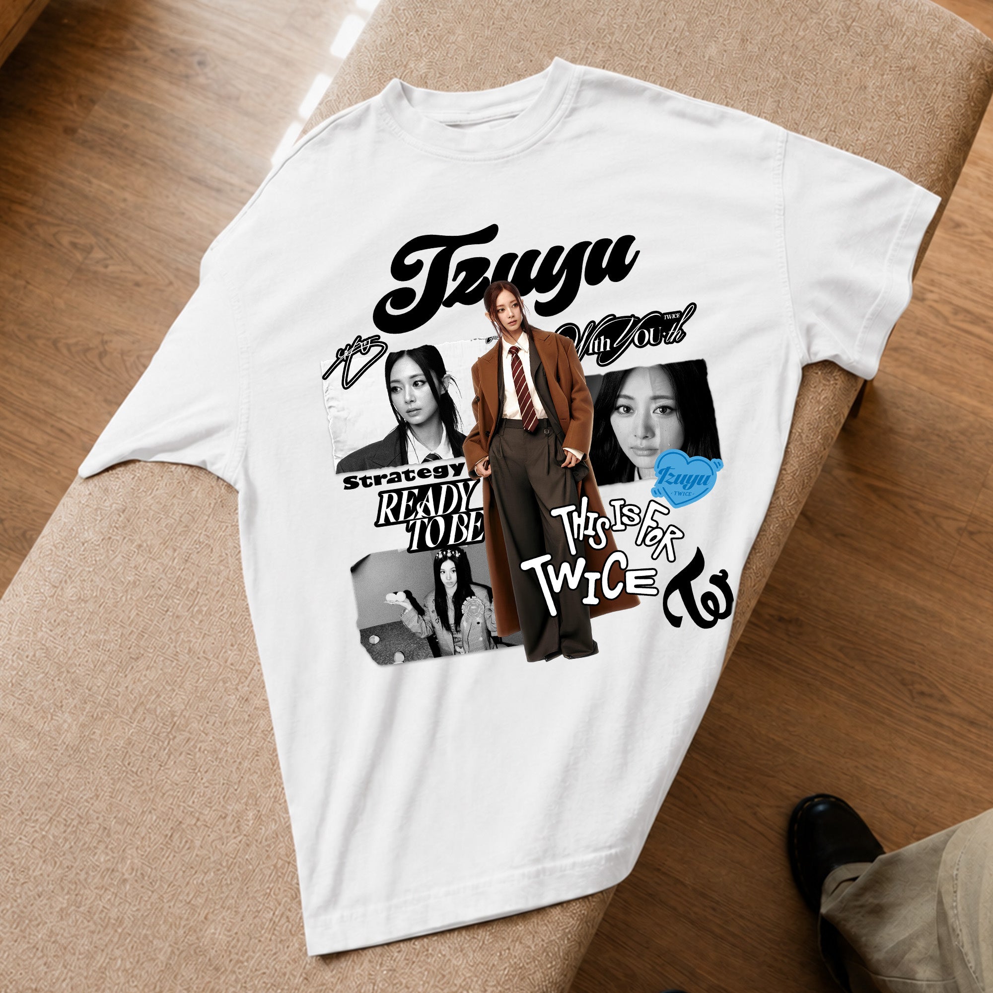 TWICE Graphic Tzuyu T-Shirt - Spread view, Y2K kpop concert tee