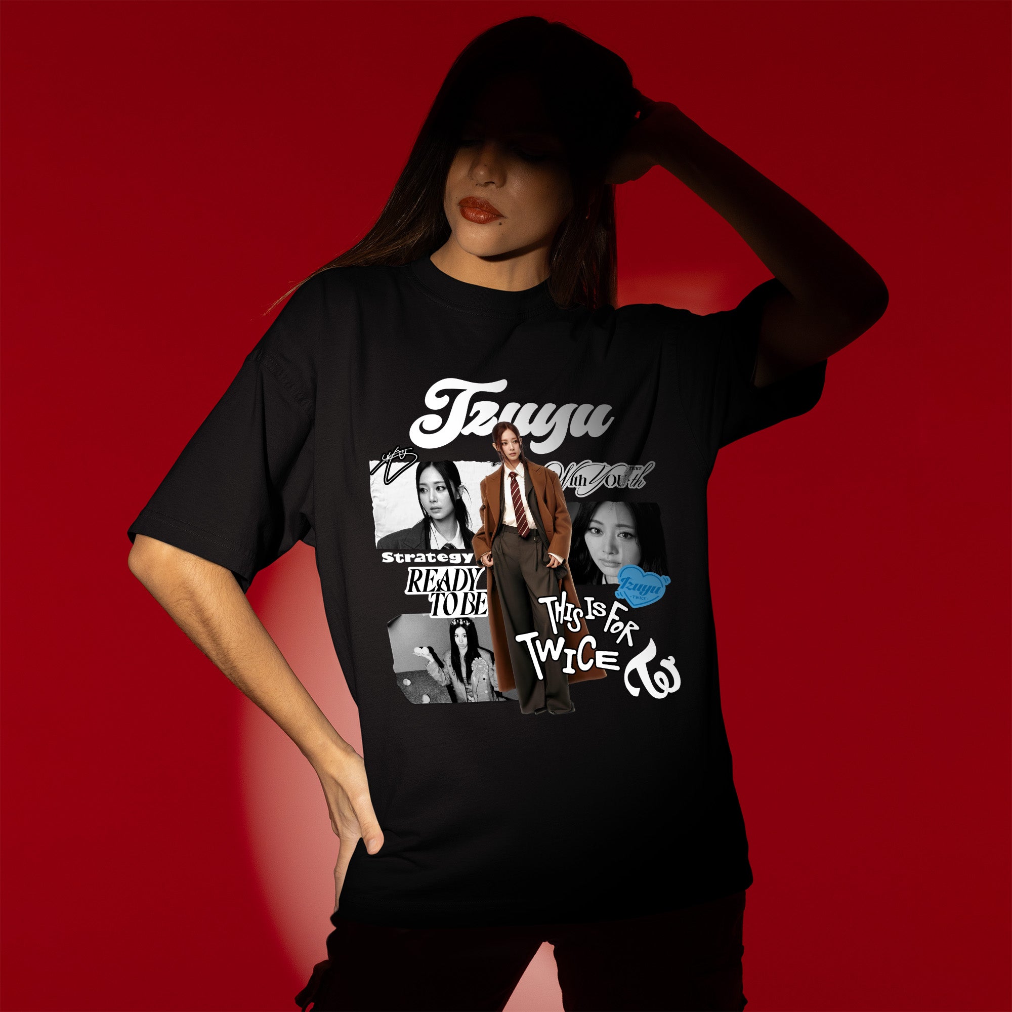 TWICE Graphic Tzuyu T-Shirt - Women view, Y2K kpop concert tee