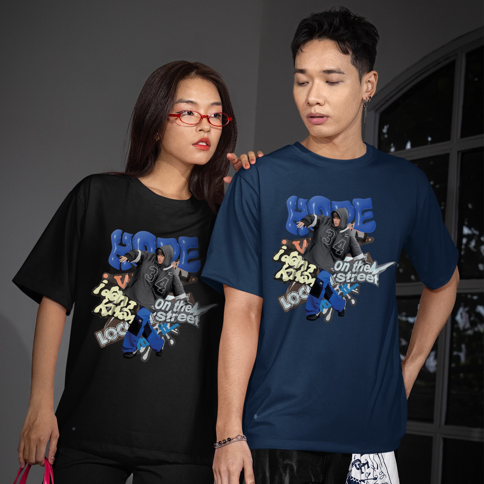 BTS J-Hope Hope On The Street T-Shirt - Couple view, Y2K kpop concert tee
