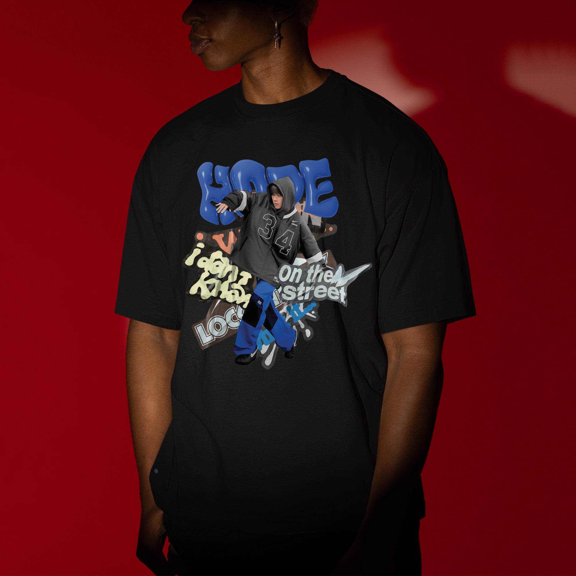 BTS J-Hope Hope On The Street T-Shirt - Men view, Y2K kpop concert tee