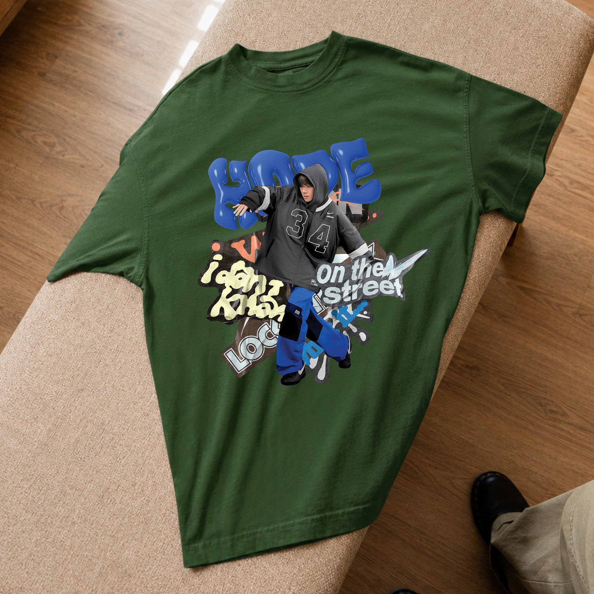 BTS J-Hope Hope On The Street T-Shirt - Spread view, Y2K kpop concert tee
