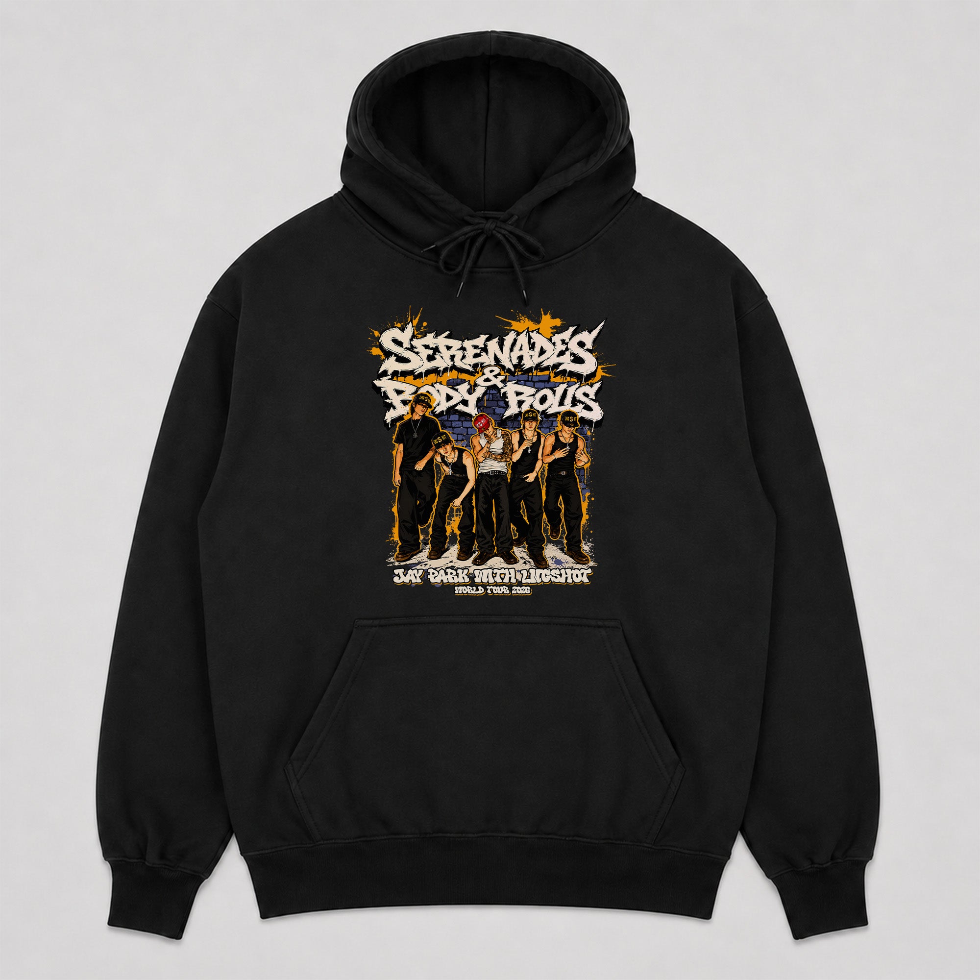 Jay Park w LNGSHOT 2026 World Tour Hoodie - Front view, Y2K kpop concert hoodie