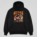 ATEEZ Retro Graphic Hoodie - Front view, Y2K kpop concert hoodie