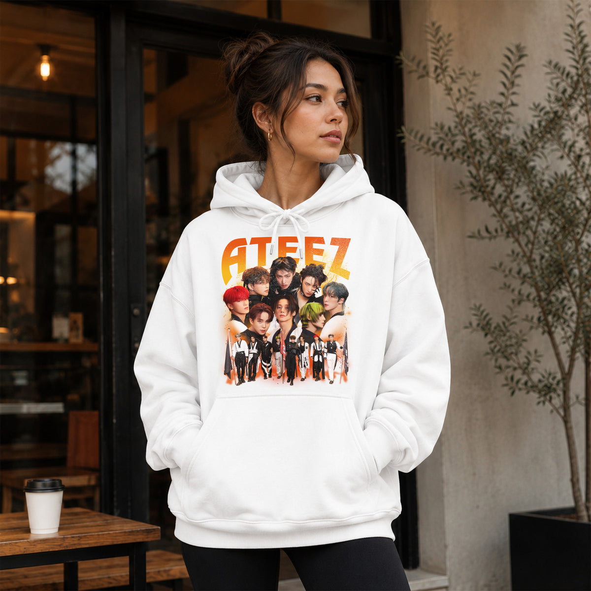 ATEEZ Retro Graphic Hoodie - Women view, Y2K kpop concert hoodie